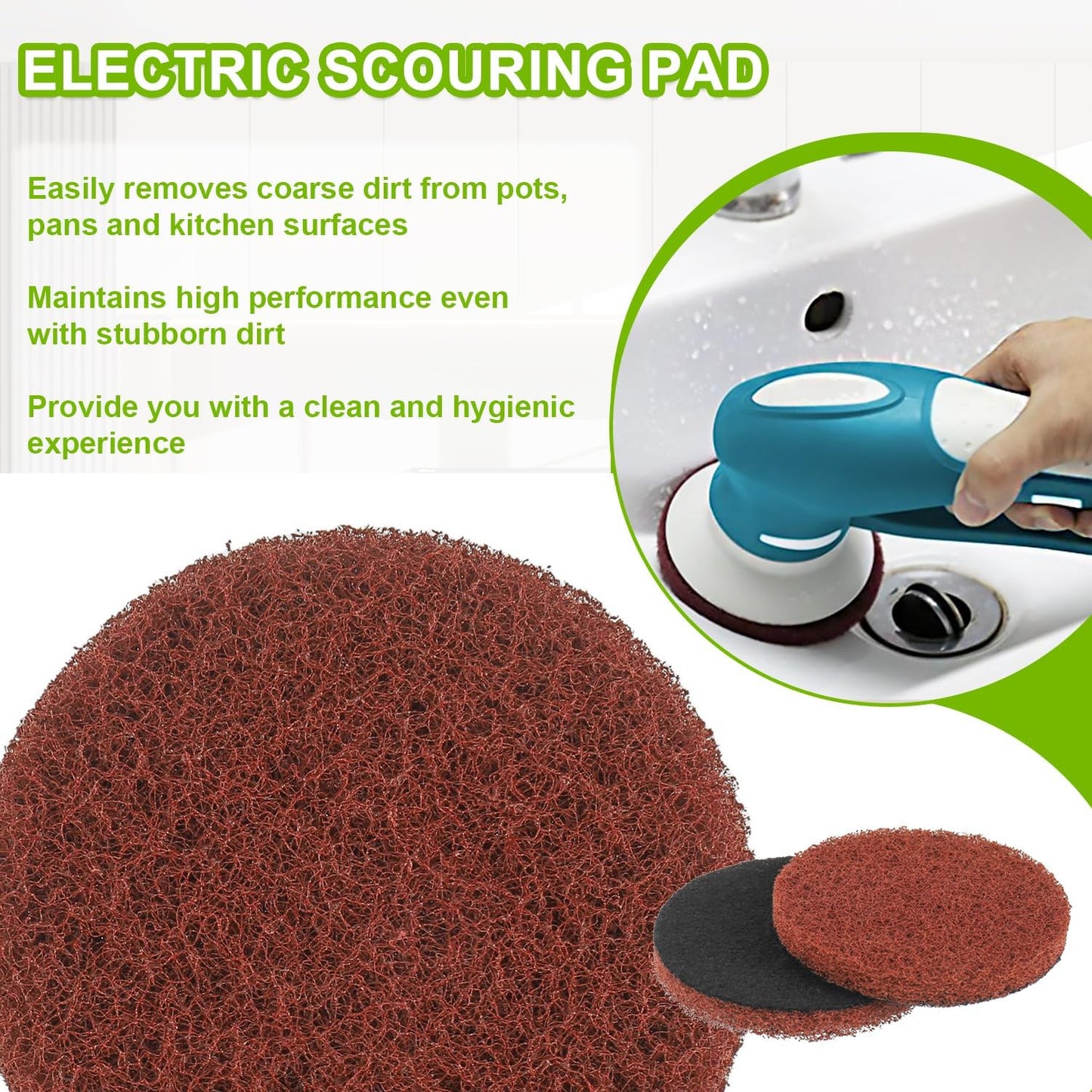 16pcs Heavy Duty Pads Electric Cleaning Brush Pad Set fit for Bosch Ho