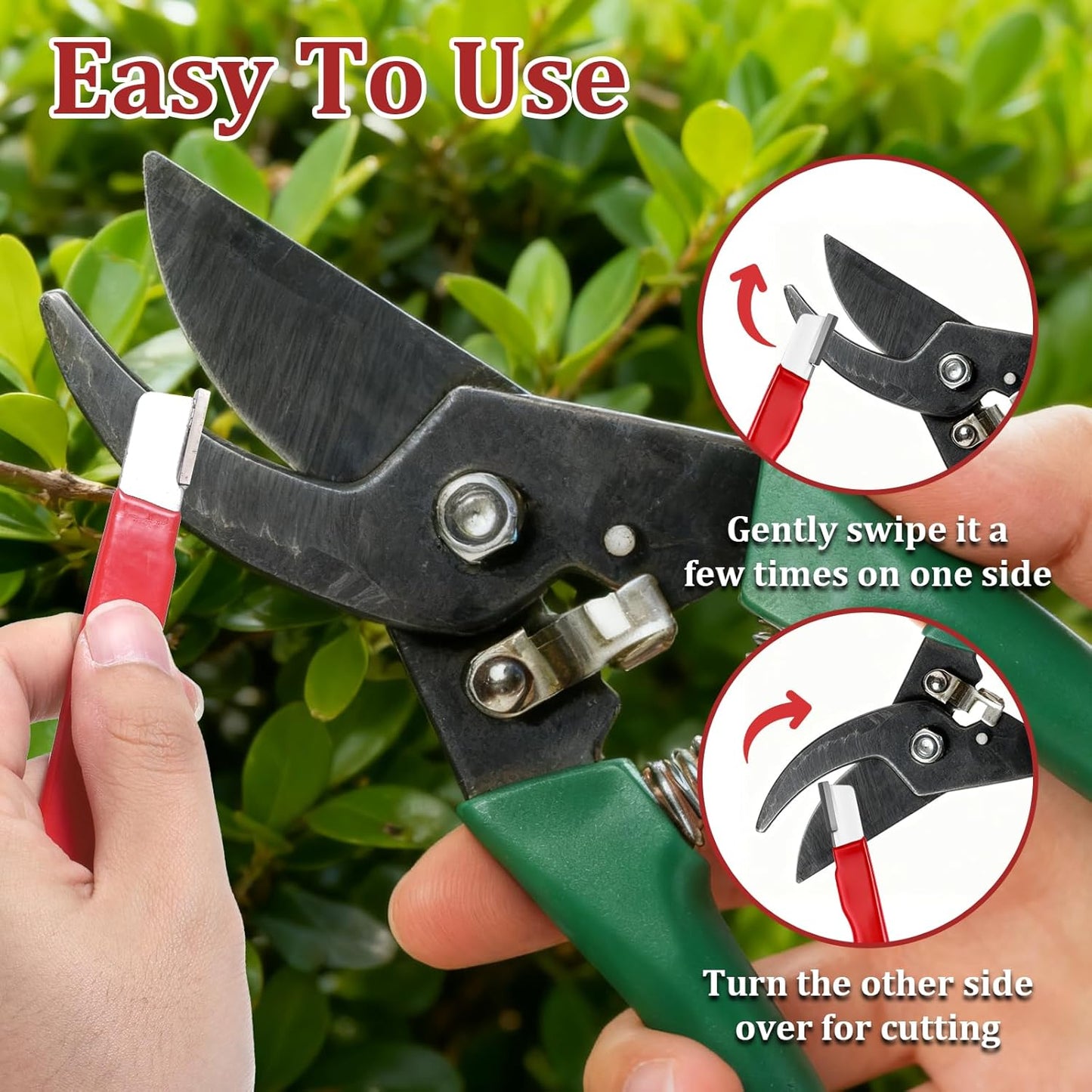 2 Pack Garden Tool Sharpener, Pruning Shears Blade Sharpener Portable Multi Functional Tungsten Steel Garden Tool Quickly Sharpeners Tools Pocket Blade Sharpeners for Hedge Shears Scissors