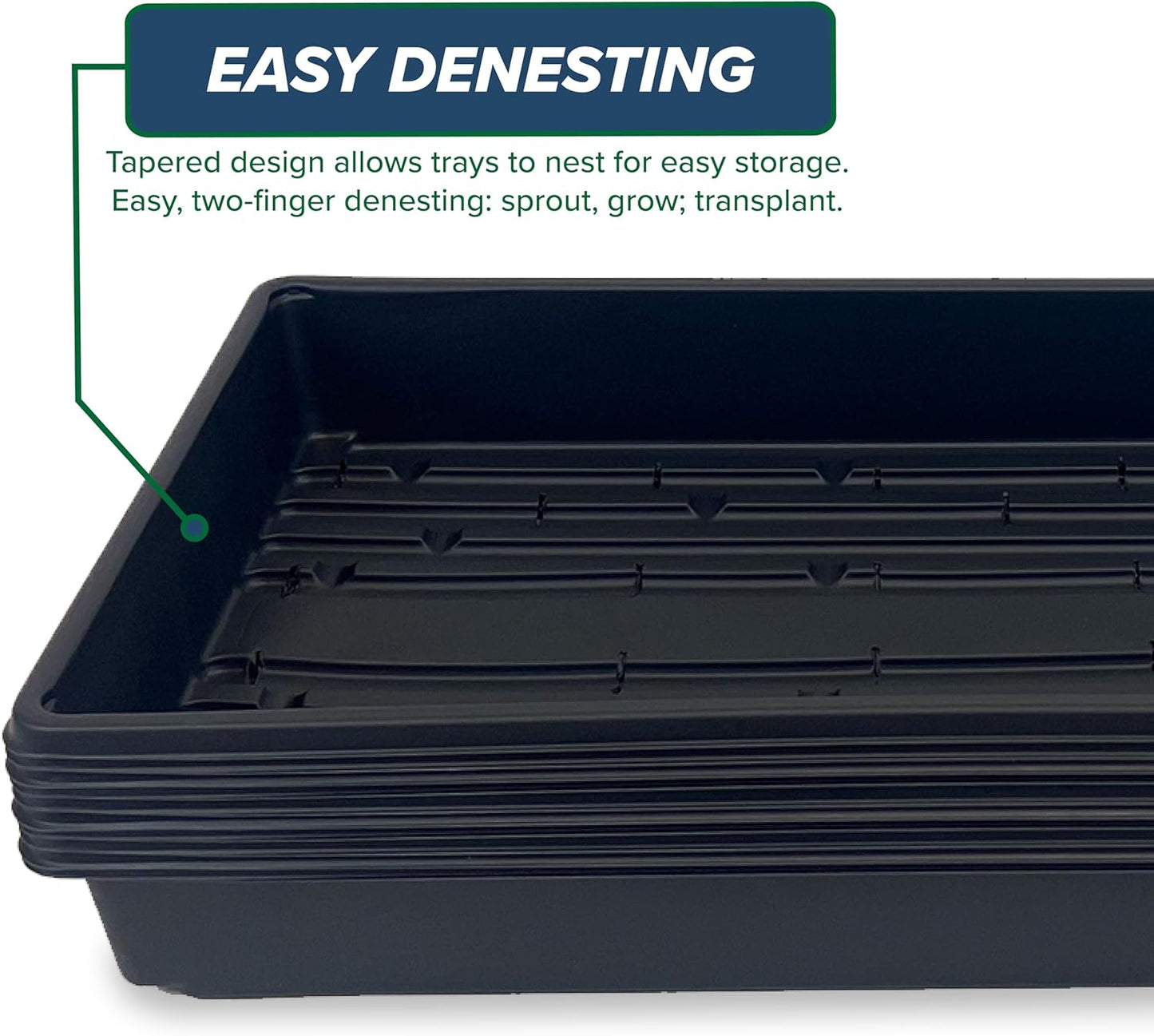 10 Plant Growing Trays (WITH Drain Holes) - 20" x 10" - Perfect Garden Seed Starter Grow Trays: For Seedlings, Indoor Gardening, Growing Microgreens, Wheatgrass & More - Soil or Hydroponic