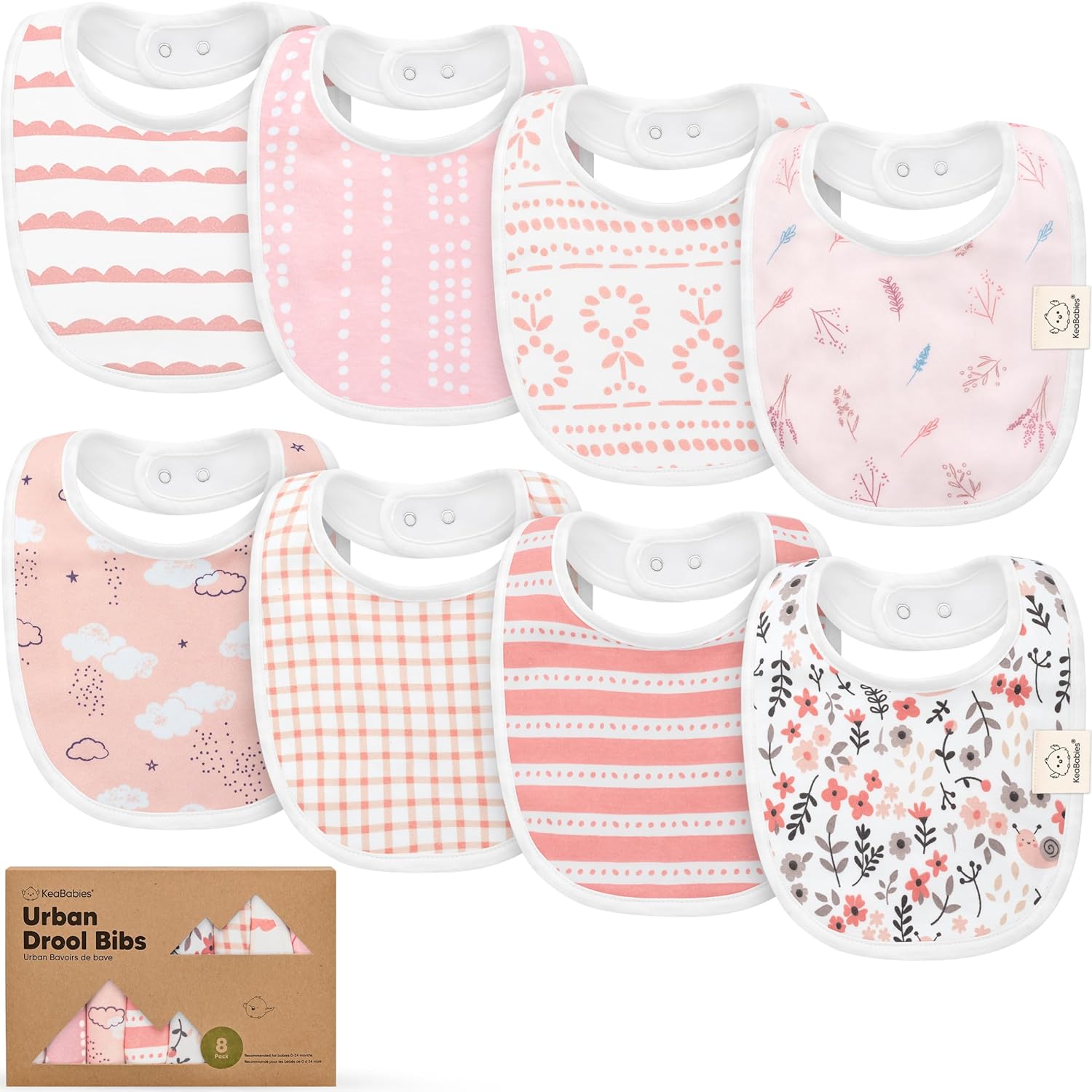 8-Pack Organic Baby Bibs for Boys, Girls - Soft Cotton Drooling and Te