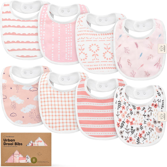 8-Pack Organic Baby Bibs for Boys, Girls - Soft Cotton Drooling and Te