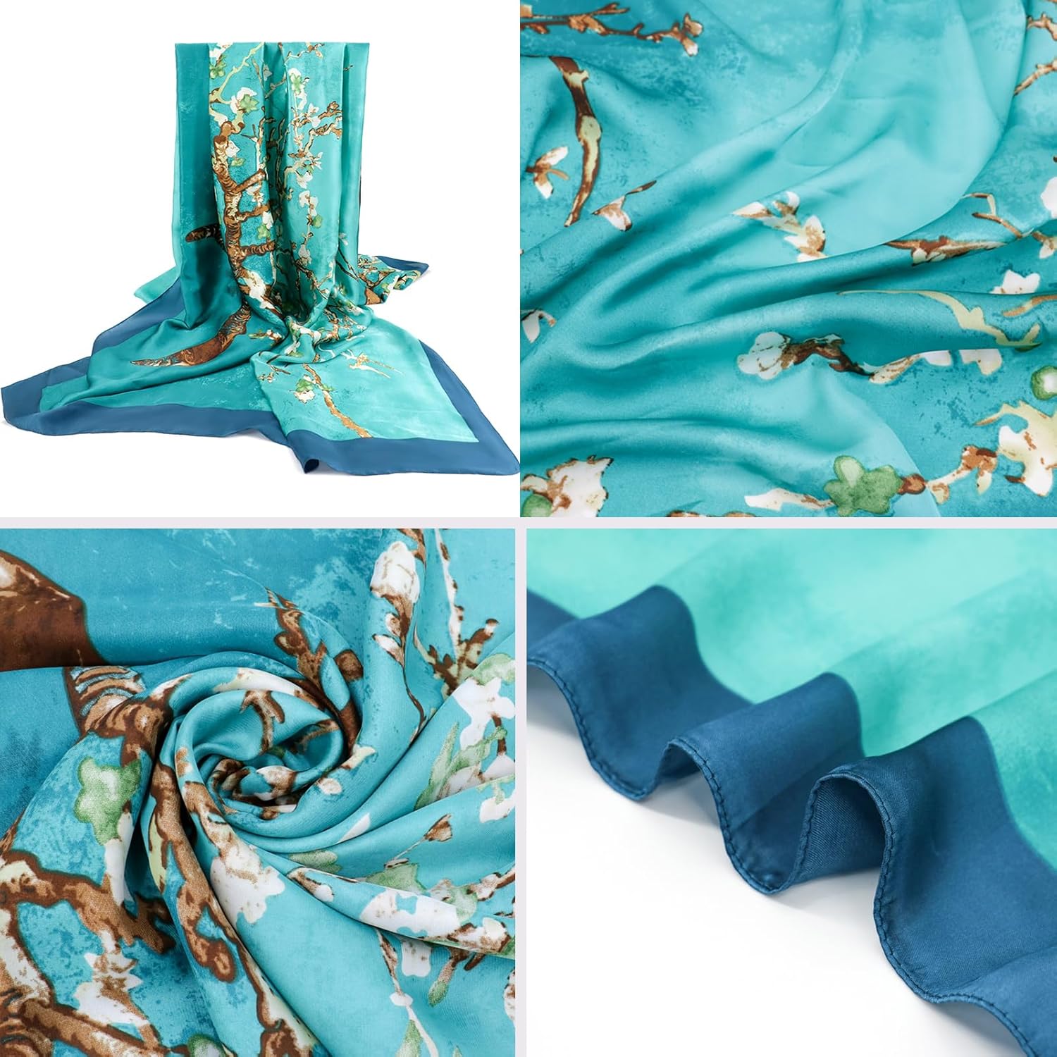vimate 100% Large Silk Feeling Scarf-Women's Fashion Long Mulberry Sil