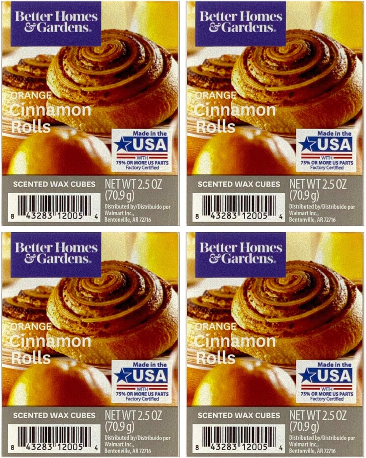 Better Homes and Gardens Orange Cinnamon Rolls Wax Cubes 4-Pack