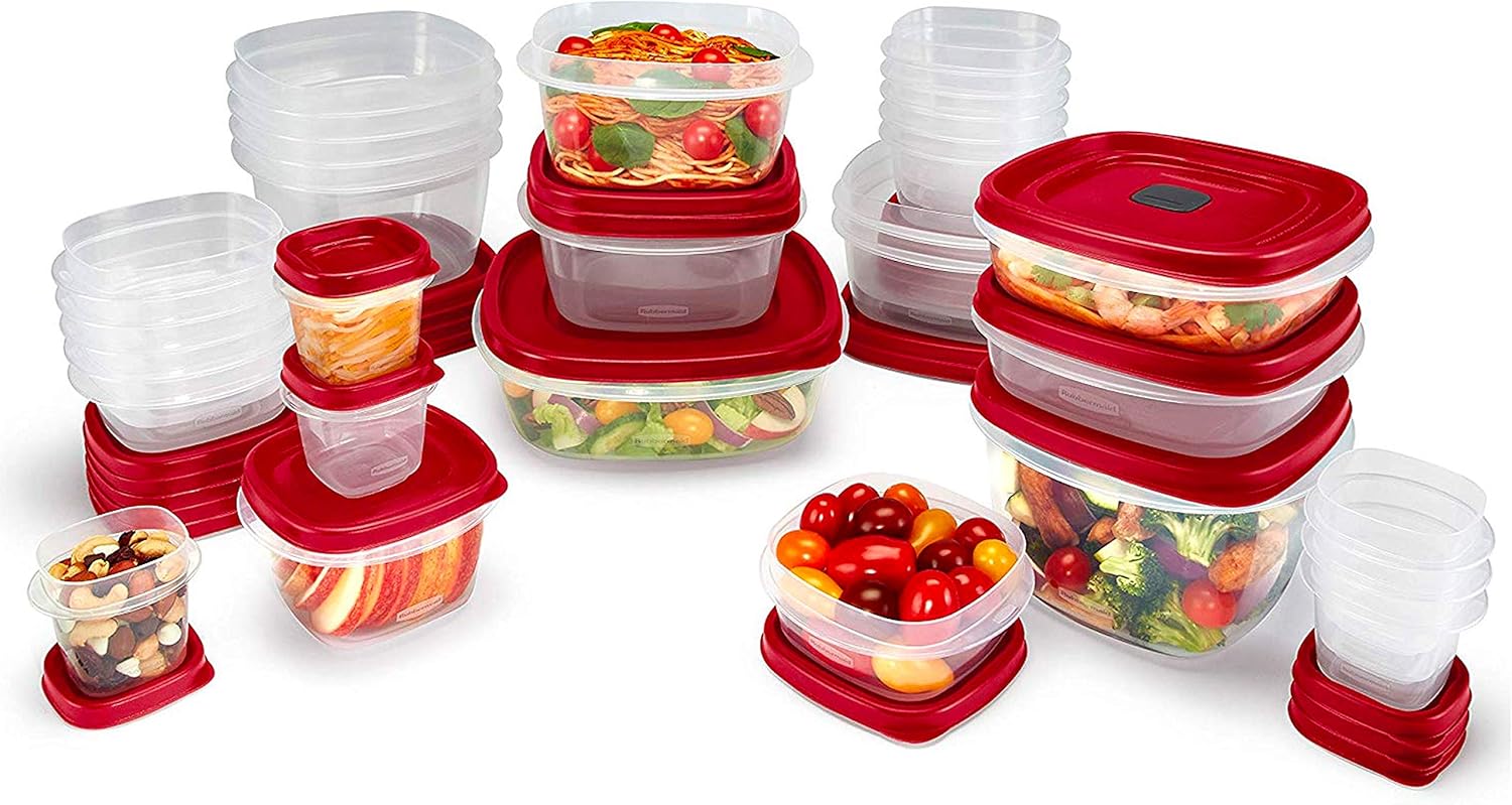 Rubbermaid 60-Piece Food Storage Containers with Lids, Microwave and D