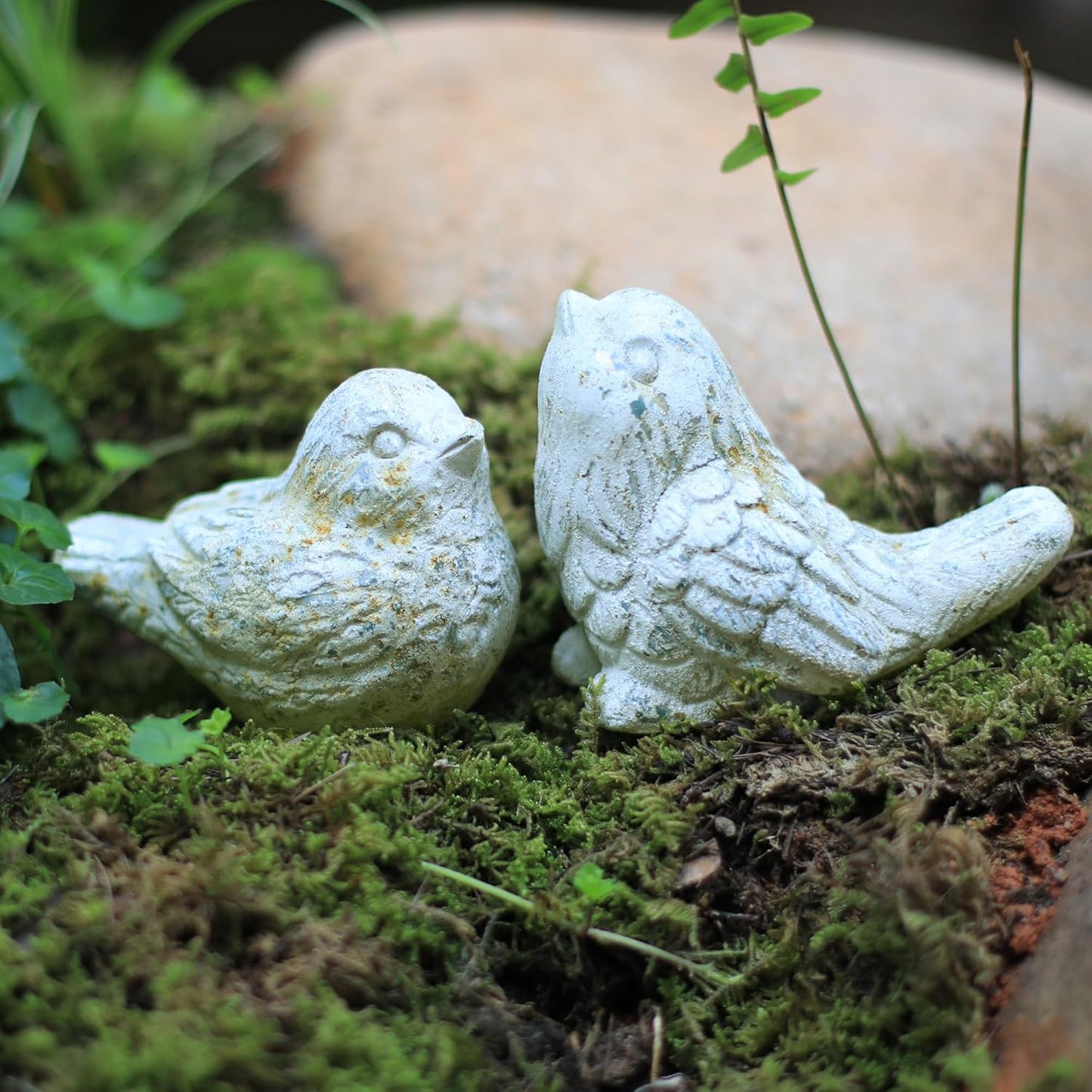 Z&Z ornamentorum Outdoor Bird Statues Decor Figurines for Home Cement Bird Sculpture for Patio Yard Lawn Ornament, 2 Style/Set,Indoor Outdoor Stone Decorations Statue