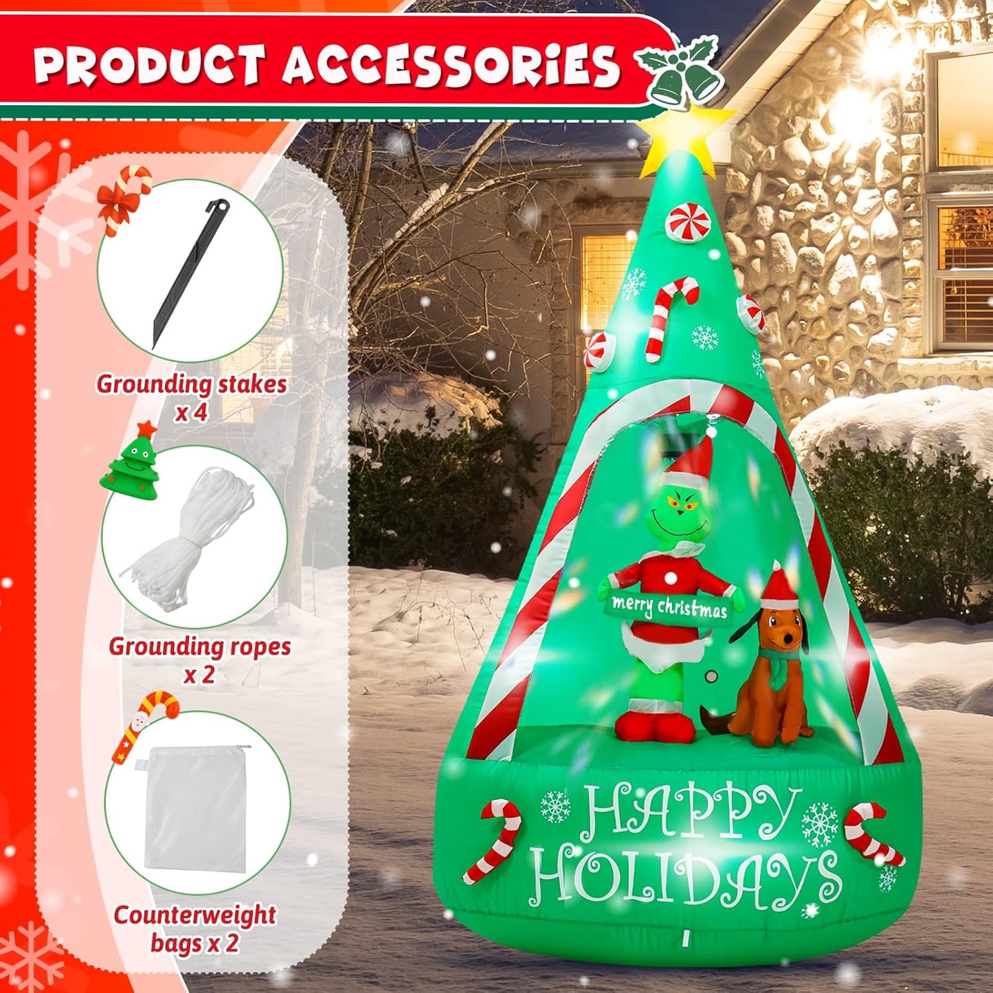 Messon 6FT Christmas Inflatable Decorations Outdoor, Lighted Up Christ