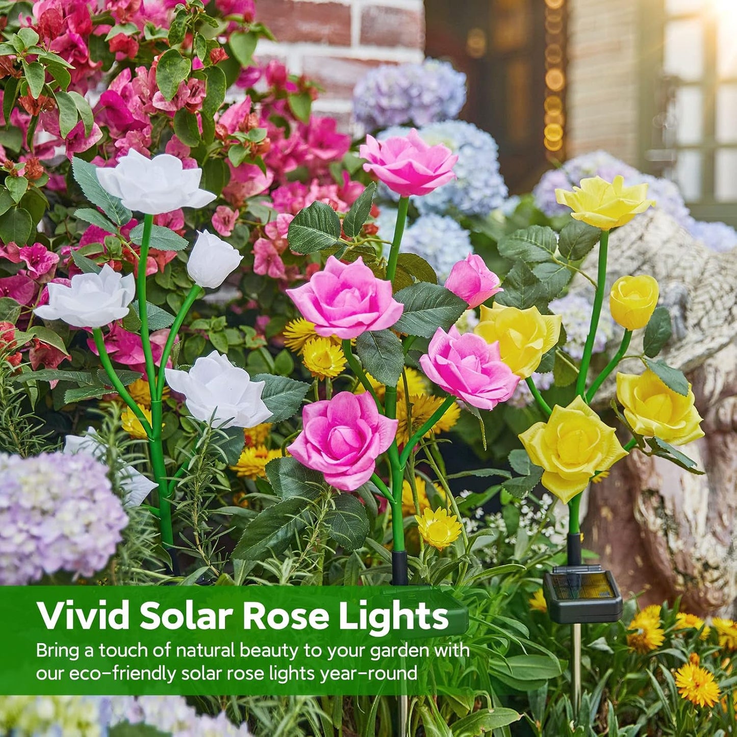 RECHOO Solar Garden Lights Outdoor Decorative, 3 Pack Solar Flower Lig