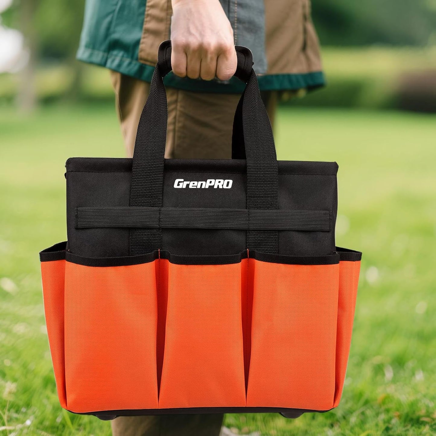 Garden Tool Bag Organizer, Heavy Duty Gardening Tote Toolbox with 10 P