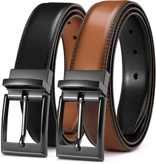 CHAOREN Reversible Belt Men 1 Piece - 1.25" Leather Dress Belt - Trim 