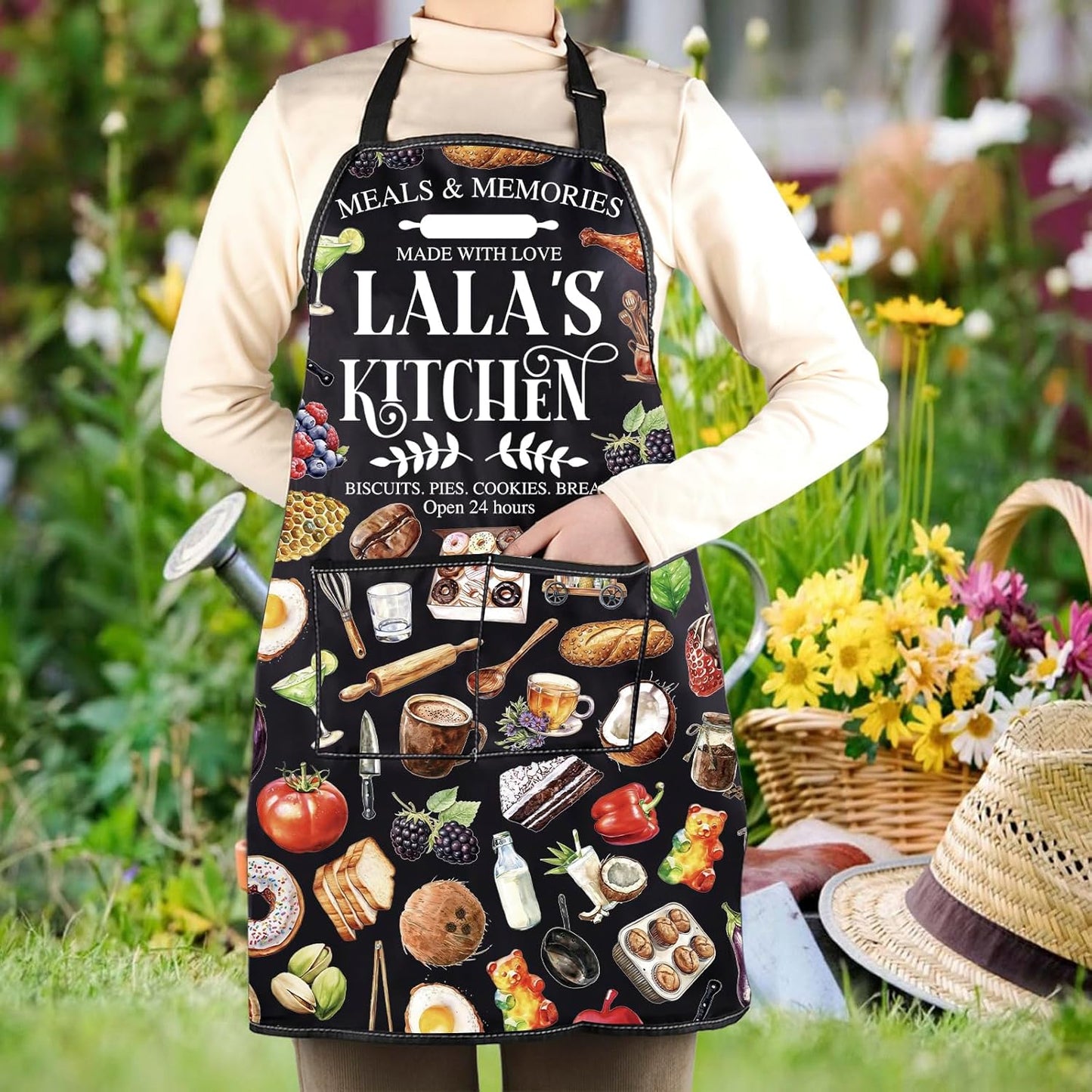 WCGXKO Lala’s Kitchen Apron Grandmother Birthday gift Best Lala Ever M