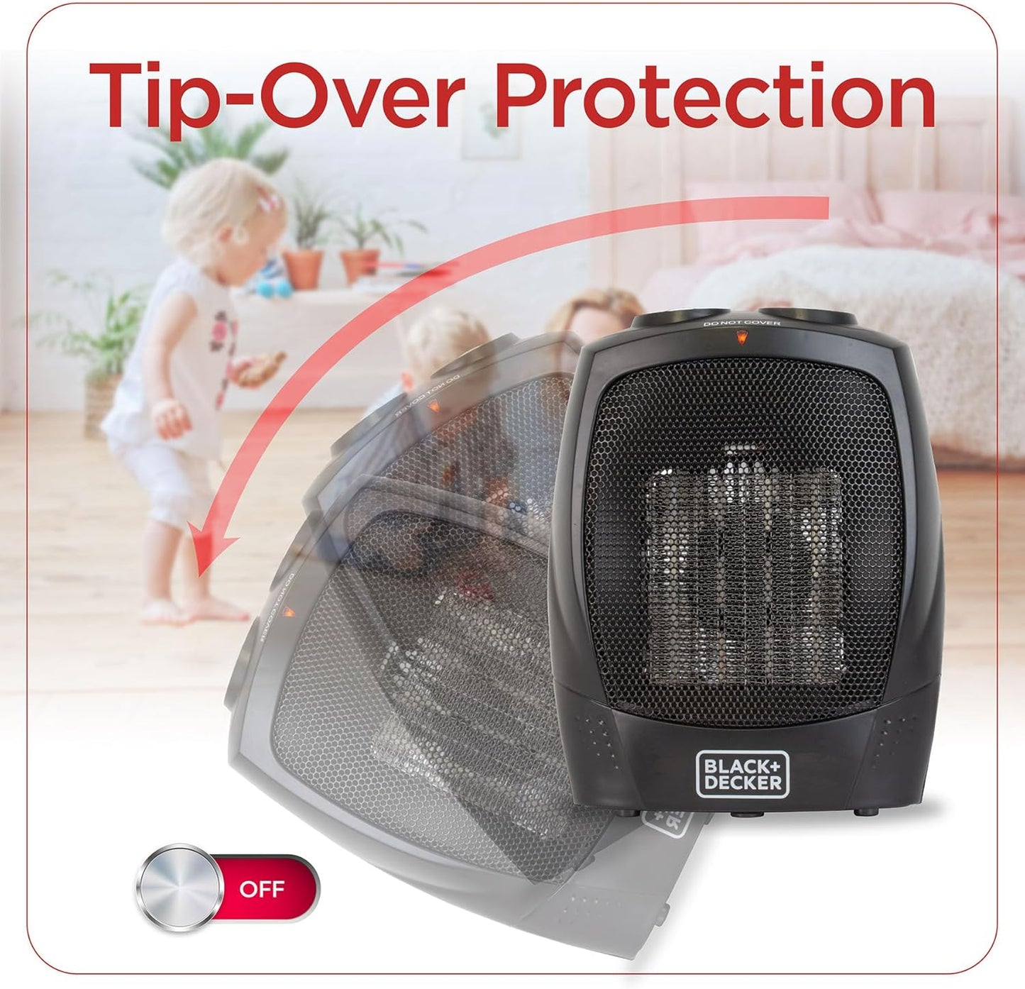 BLACK+DECKER Personal Ceramic Heater, Space Heater for Office Desk, Home Office & Personal Use Desk, 2 Heat & Fan Only Settings, Adjustable Thermostat, BHDC201, Black