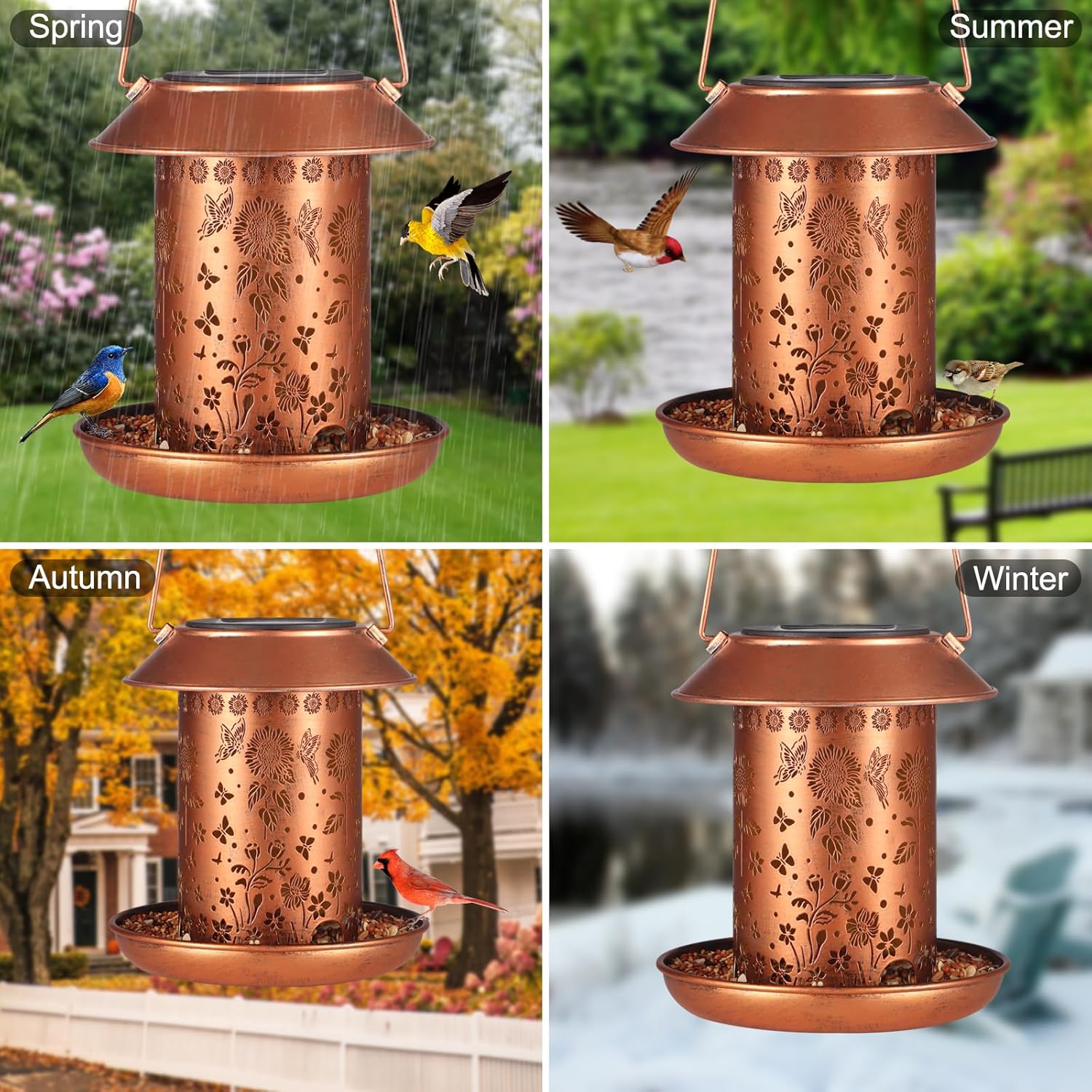 Sunflower Solar Bird Feeder for Outdoors Hanging Solar Lanterns Waterp