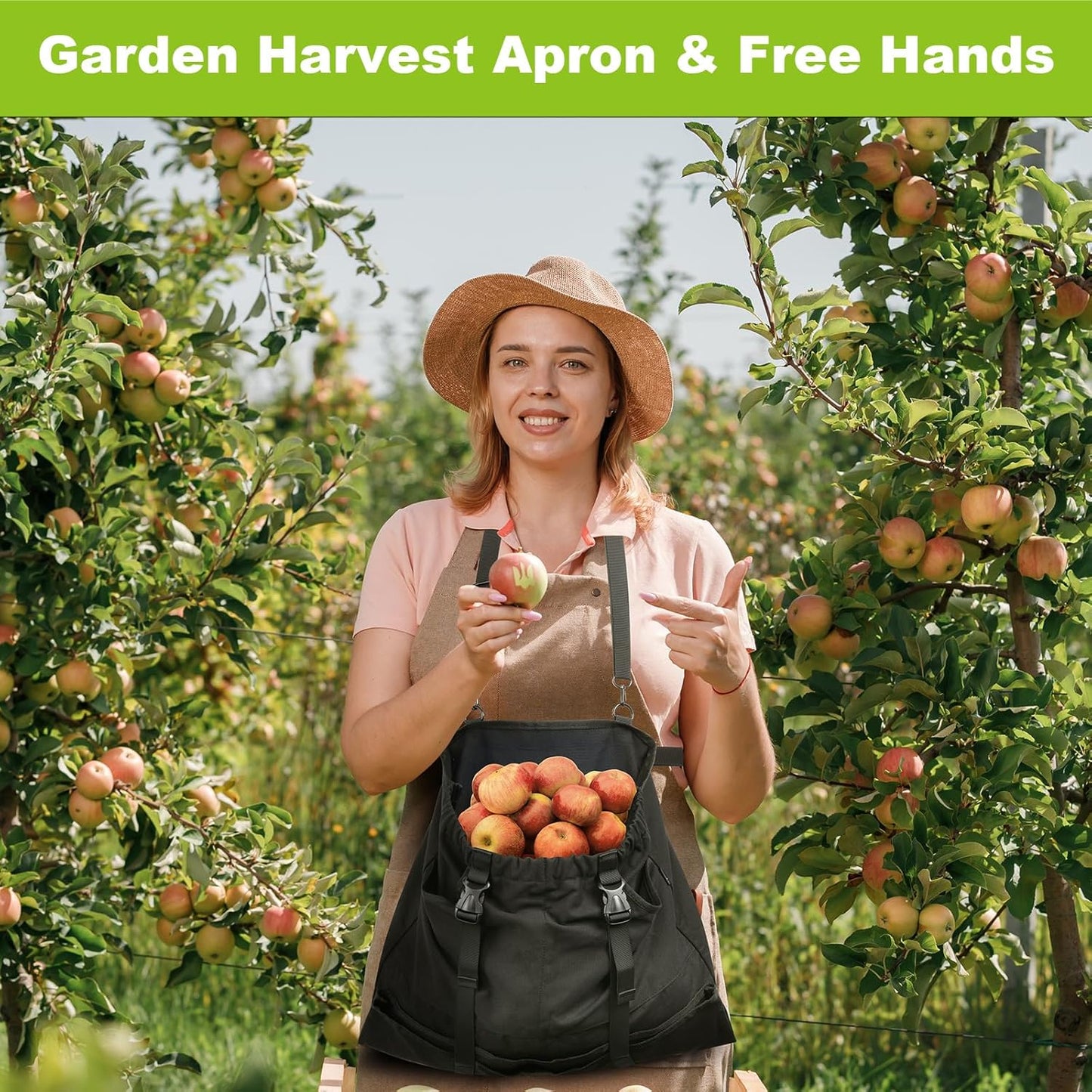 Cosmos Garden Harvest Apron - Canvas Gardening Apron with Quick Release Pouch & 2 Side Pockets