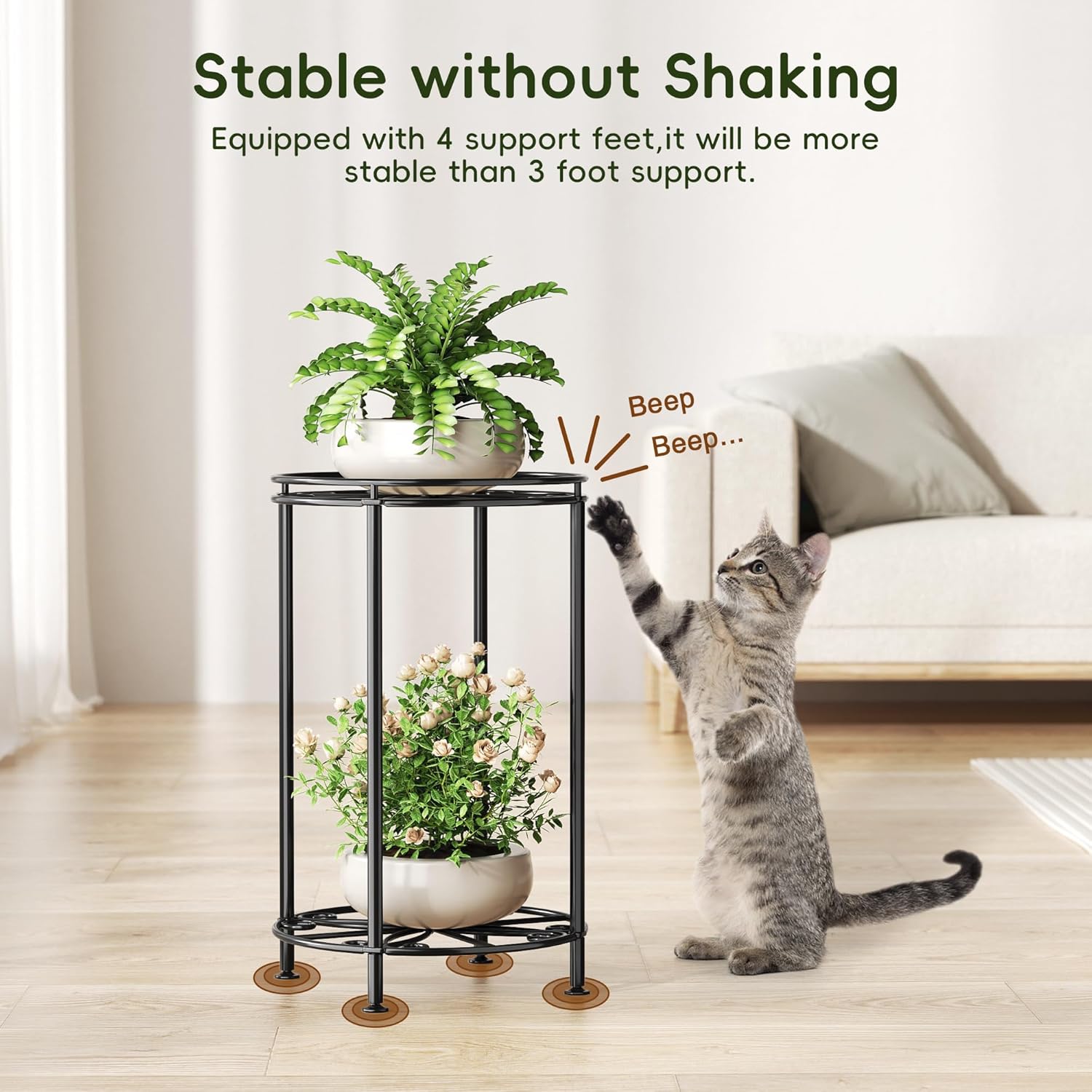 Plant Stand 2-Tier 10.2in Width 16.4in Tall Flower Pot Rack Small Plan