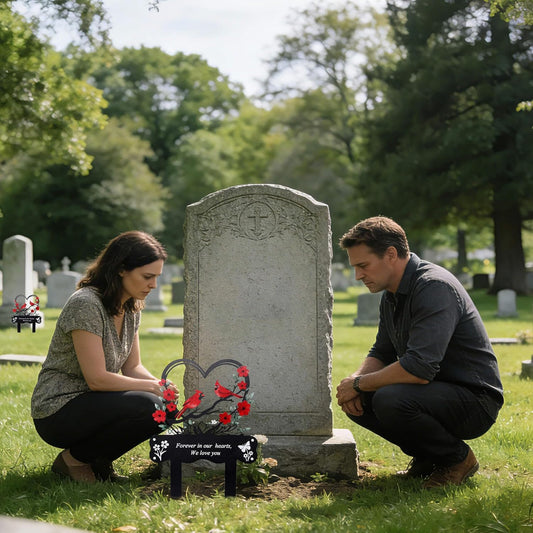 Wocst Cemetery Decorations for Grave Memorial Plaque Stake Grave Marker Cardinals Garden Stake Metal Decoration for Mom Dad Cemetery Outdoors Yard Garden