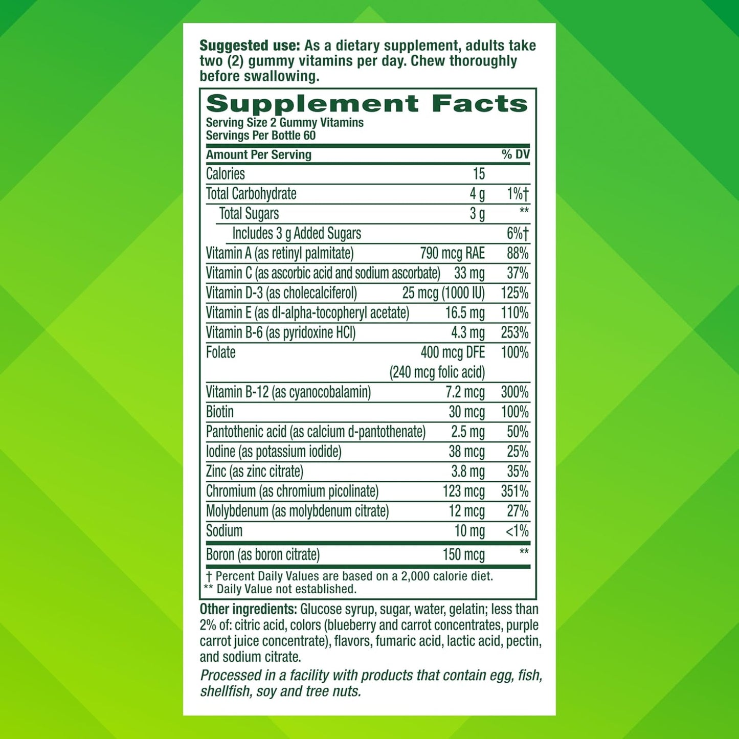 vitafusion Adult Gummy Vitamin Supplement for Men, Berry Flavored, A, 