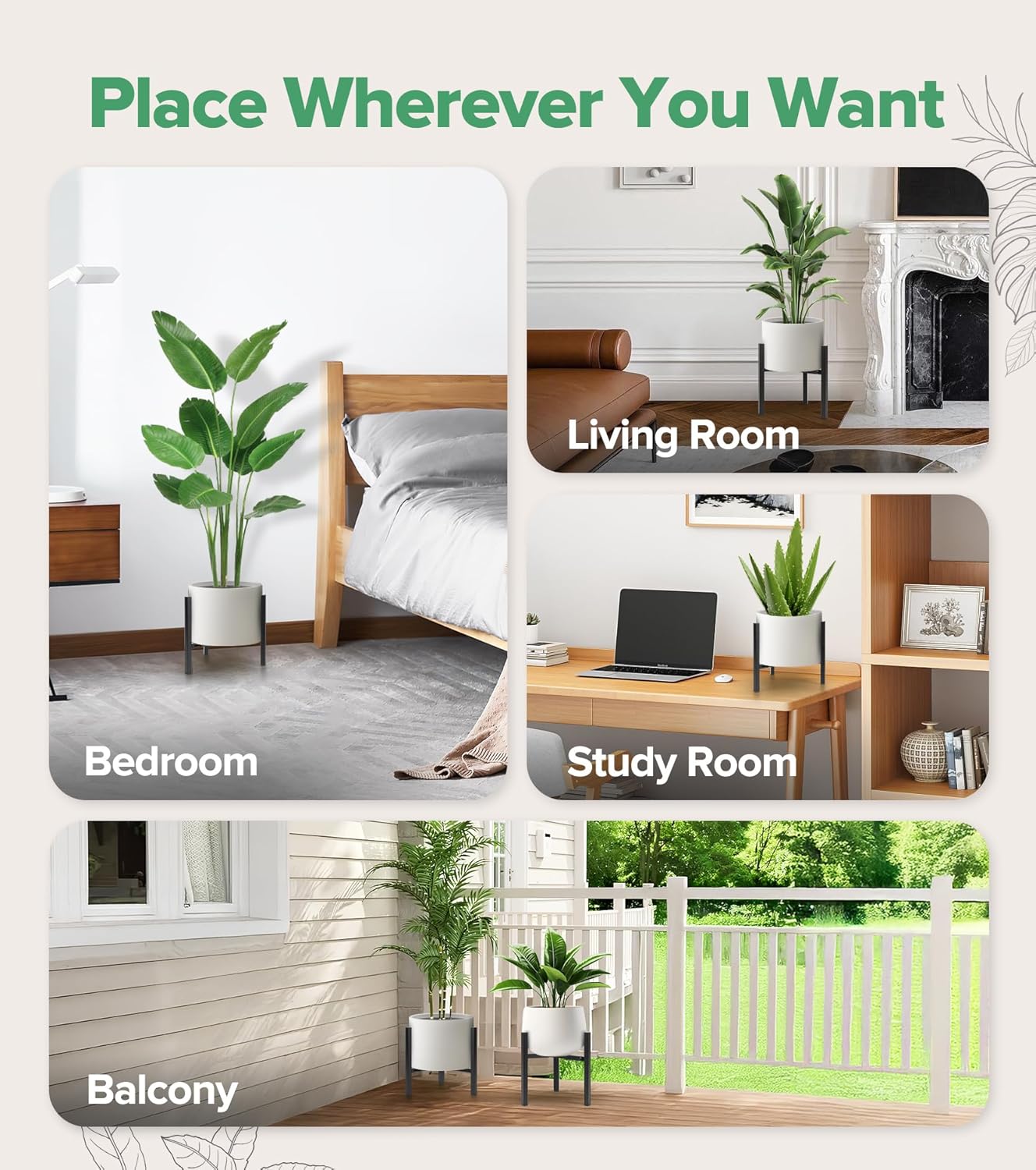Plant Stand Indoor Adjustable, Metal Modern Indoor Plant Stand, Heavy 