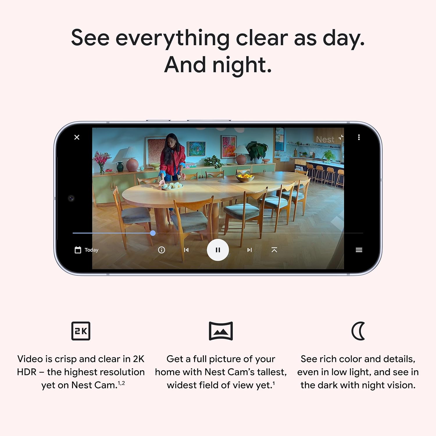Google Nest Cam Indoor (Wired, 3rd Gen) - Security Camera with 2K Vide