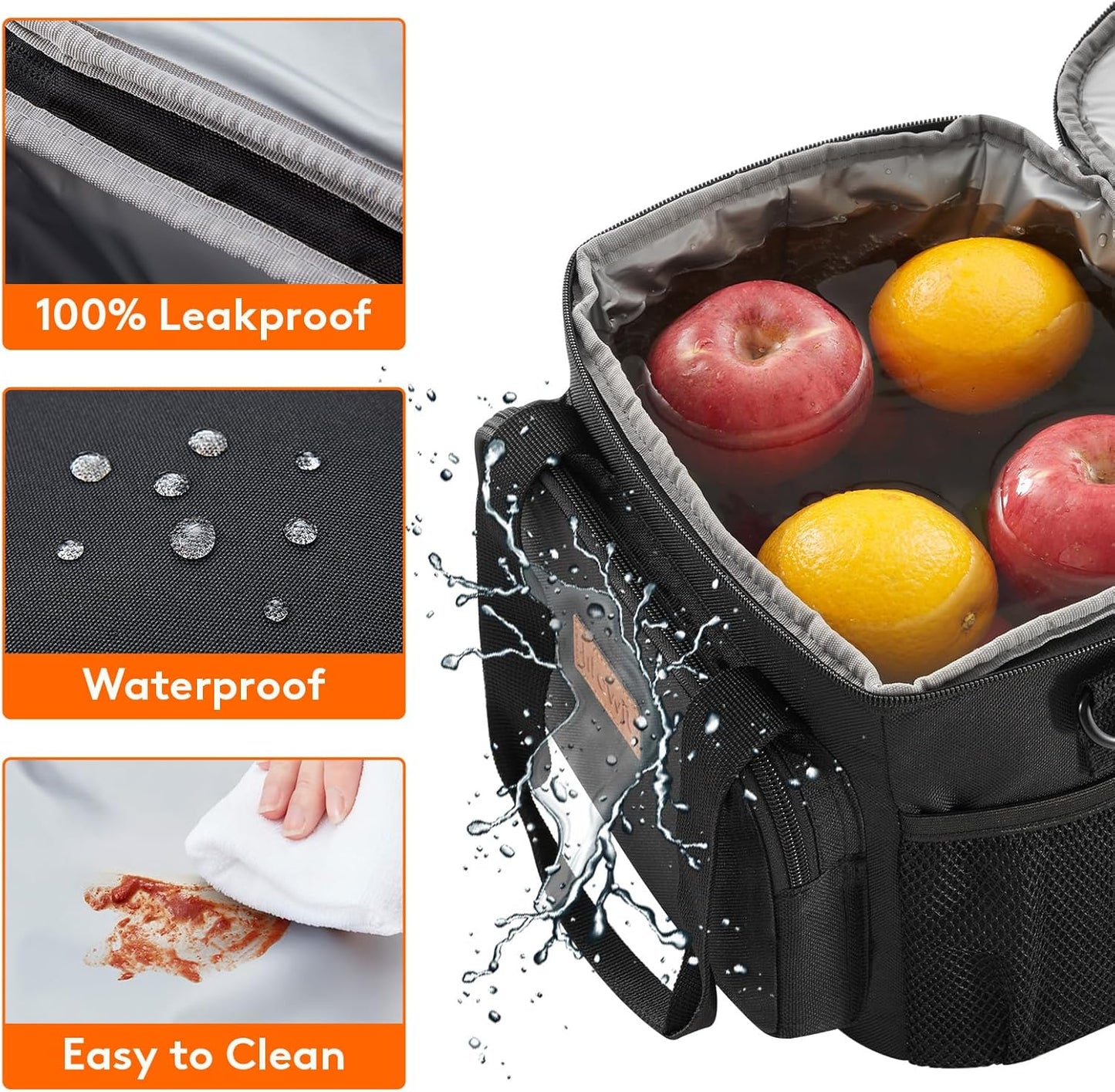 Lifewit Medium Lunch Bag Insulated Lunch Box Soft Cooler Cooling Tote for Adult Men Women, Black 12-Can (9L)