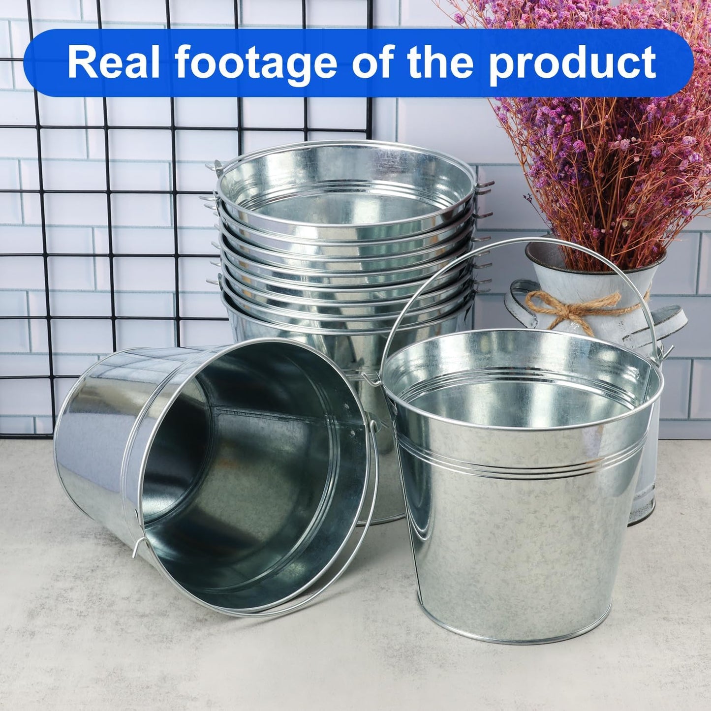 15 Pack 6 Inch Galvanized Metal Buckets with Handles, Rustic Metal Ice Buckets for Party Decor, Wedding Favors, Home Decor, Classroom Storage & Garden Planters(Silver)