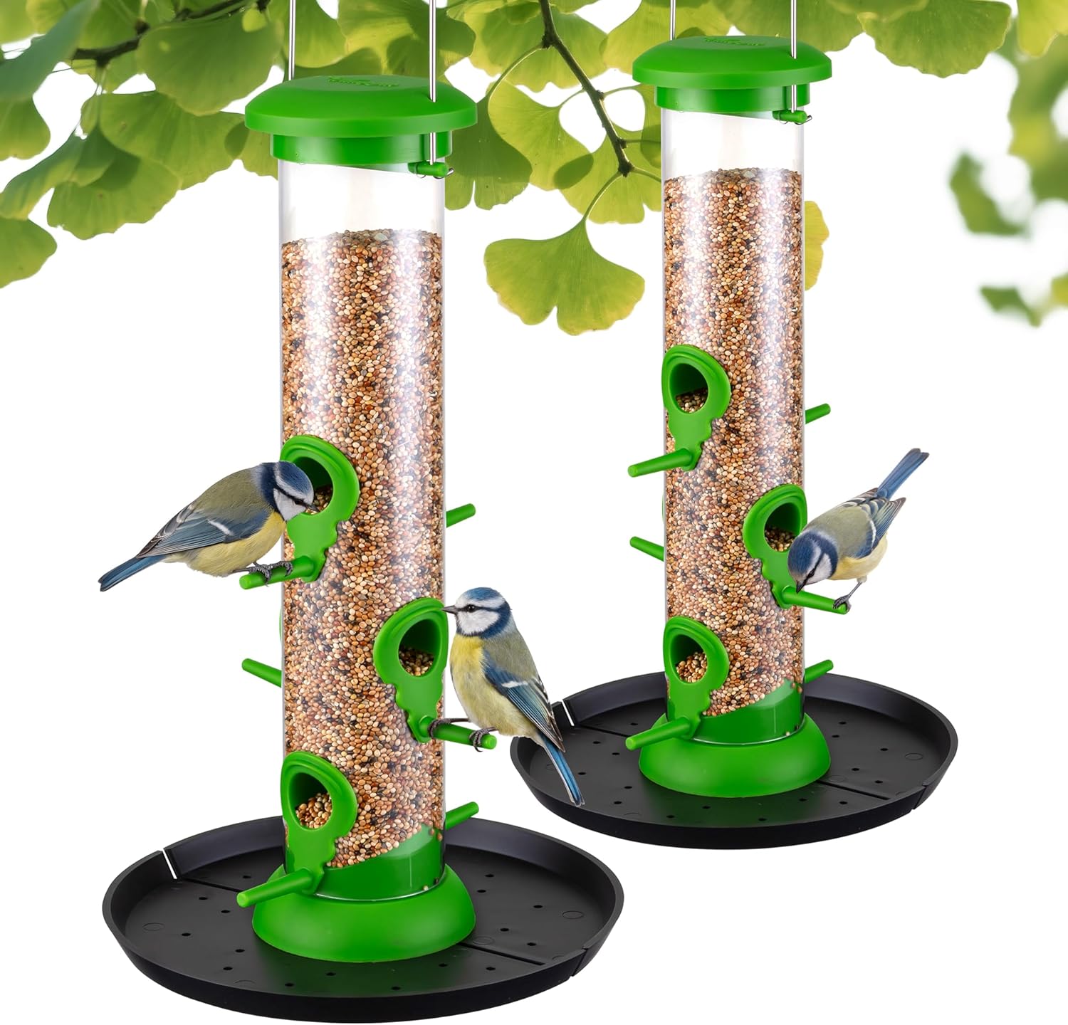 Bird Feeders for Outdoors Seed Catcher,6 Port Wild Bird Feeders with T