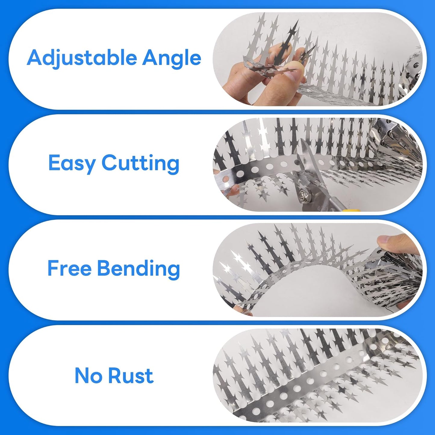 Raccoons Squirrel Baffle Spikes Deterrent, 80in Stainless Steel Pigeon