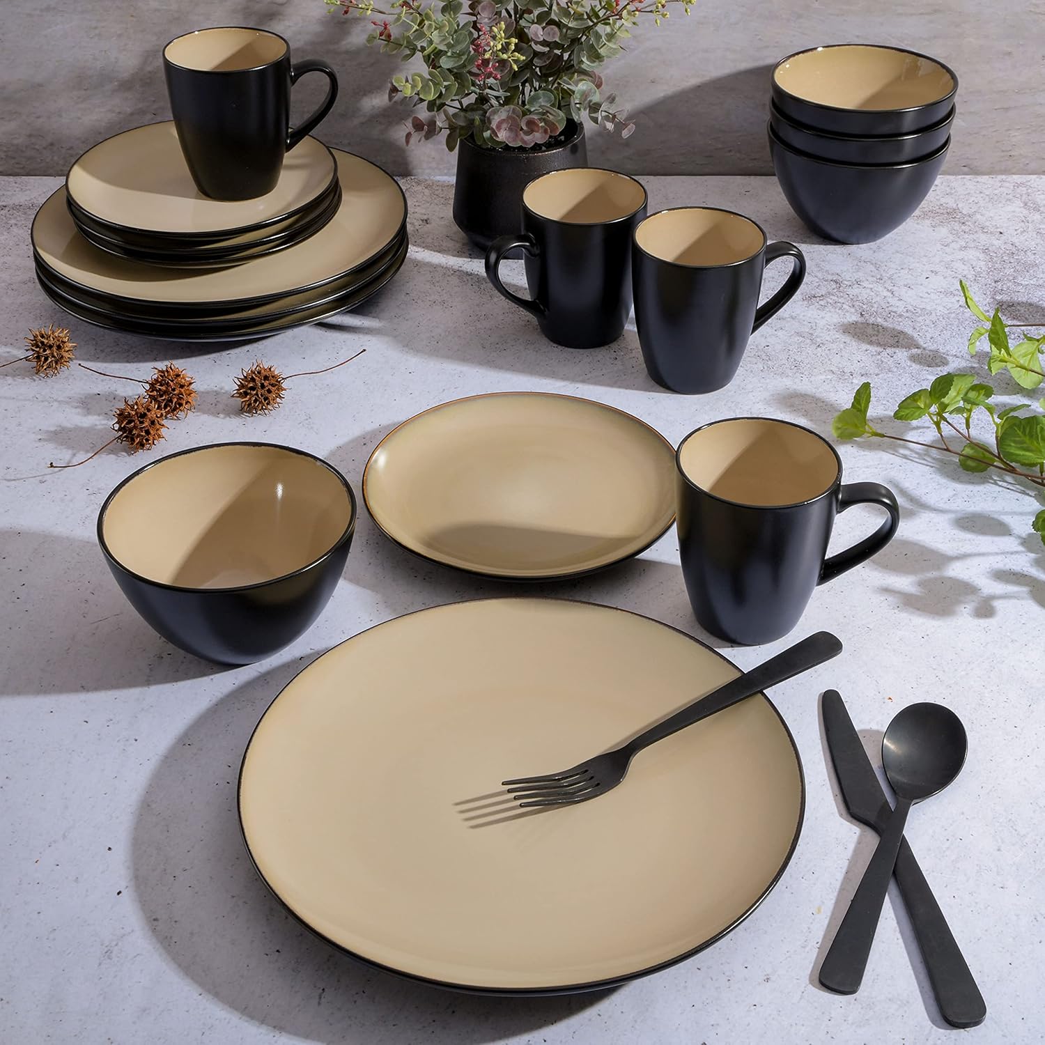Gibson Elite Soho Lounge 16-Piece Round Reactive Glaze Stoneware Dinne