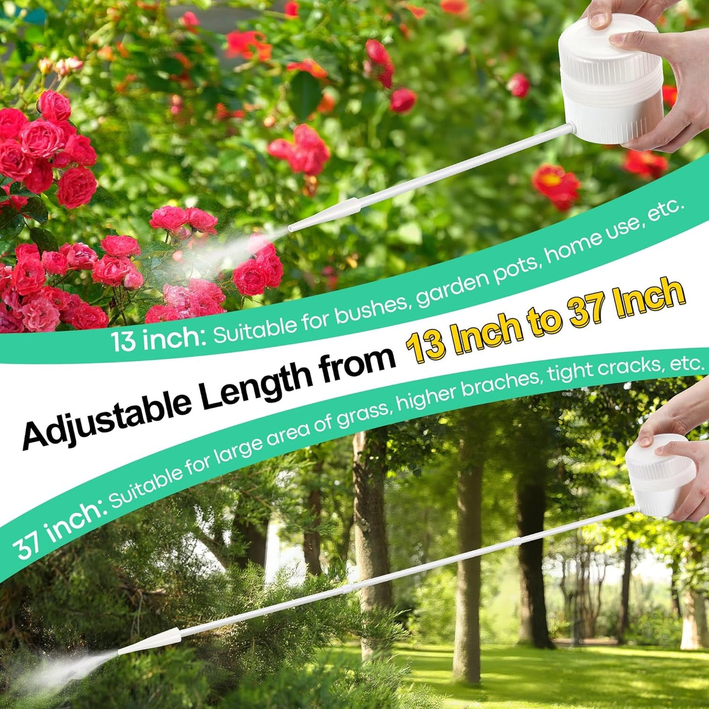 Diatomaceous Earth Powder Duster with 12" to 36" Extended Reach, Diatomaceous Earth Powder Applicator for Pest Control, Sprayer for Home, Lawn & Hard to Reach Areas (White)