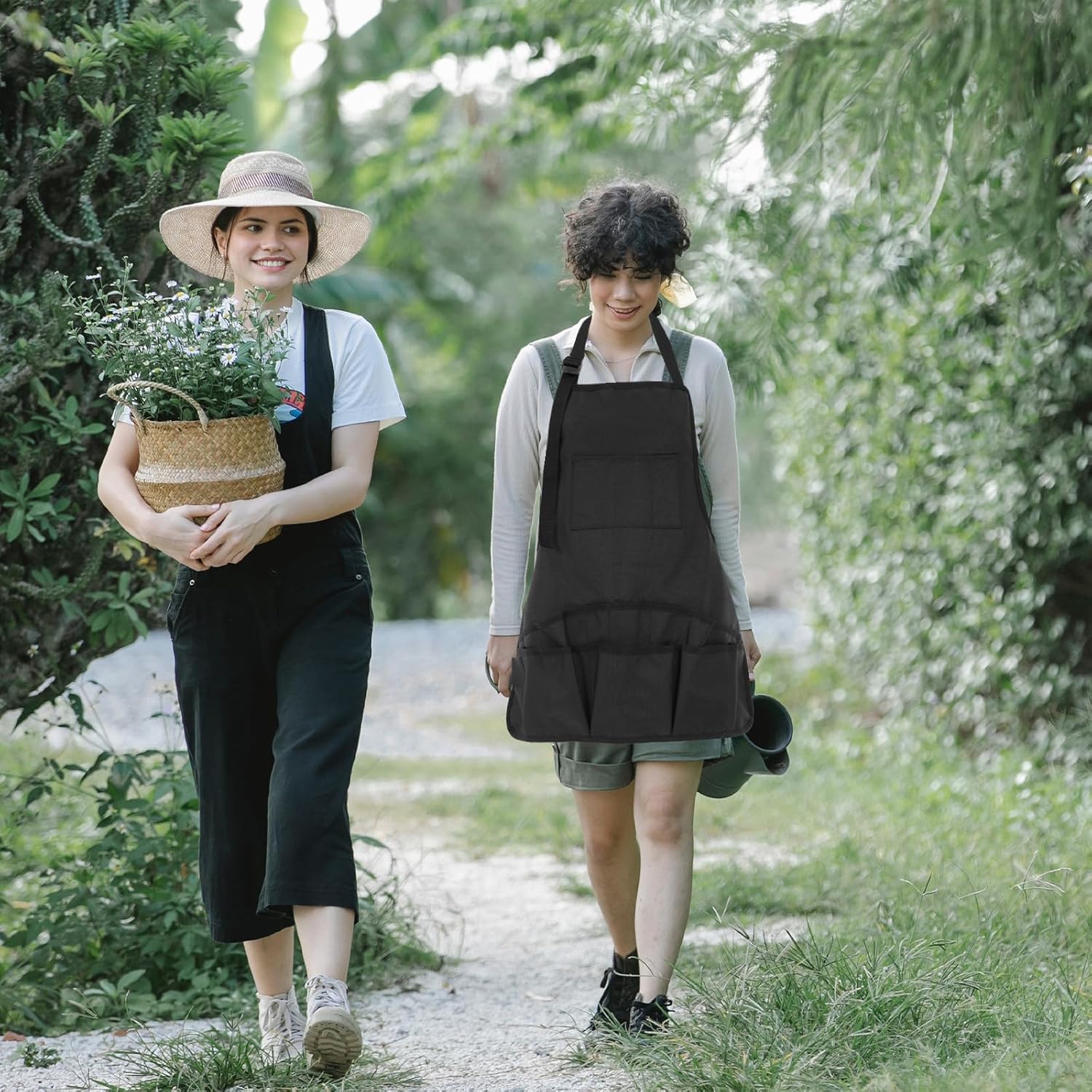 Milisten Canvas Gardening Apron with Multiple Pockets Sturdy Tool Apro
