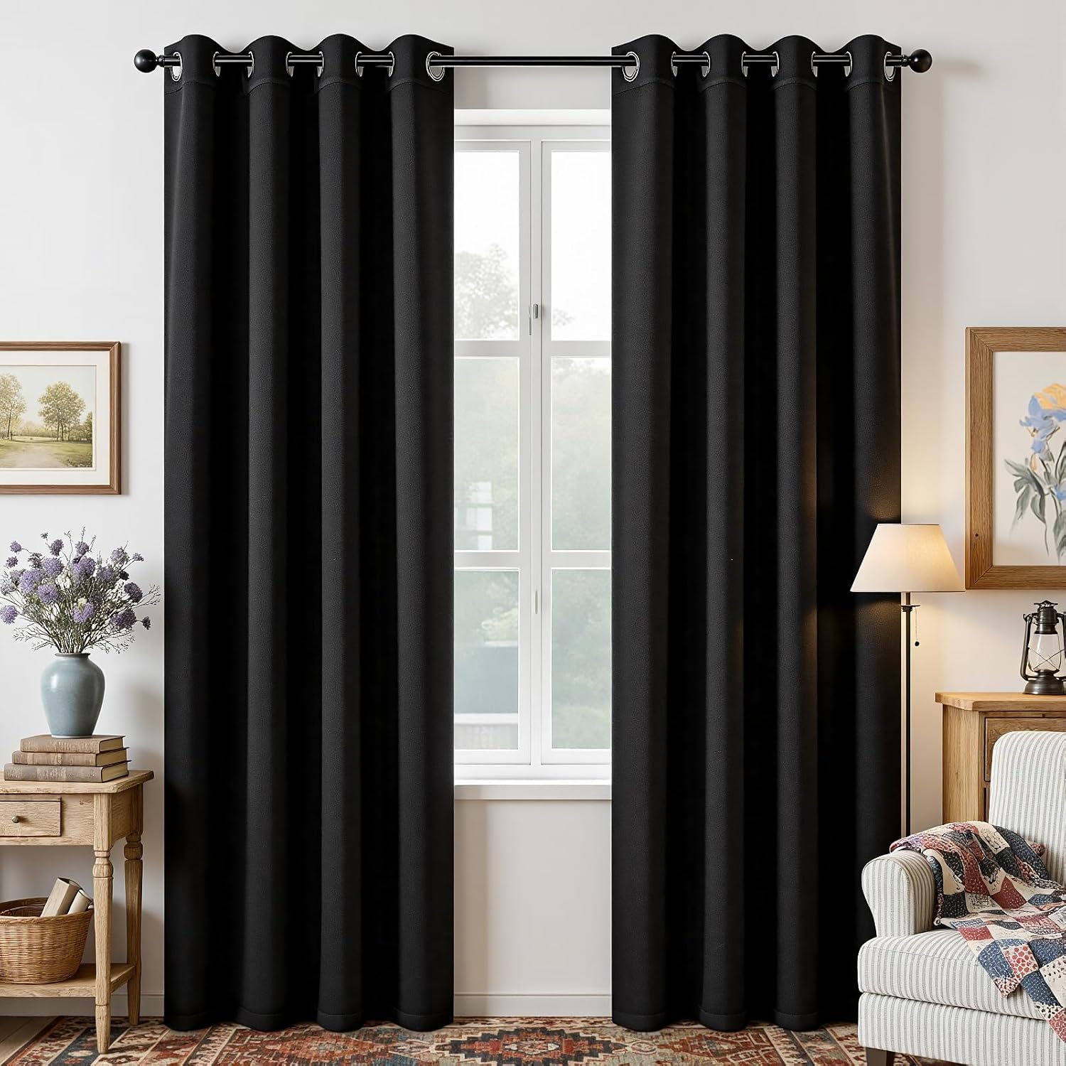 Joydeco Blackout Curtains for Bedroom 84 Inch - Black Out Curtains wit