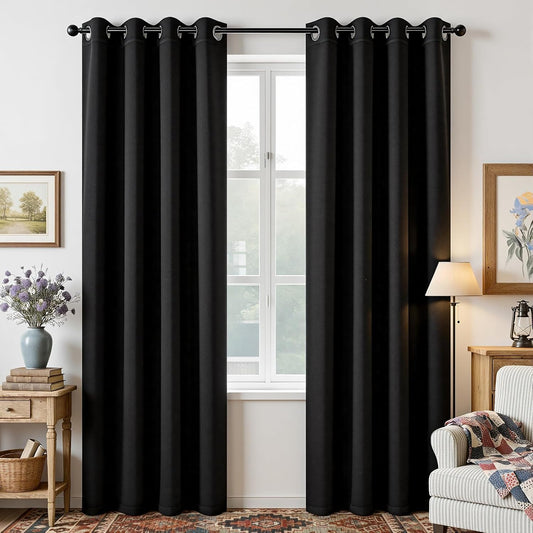 Joydeco Blackout Curtains for Bedroom 84 Inch - Black Out Curtains wit