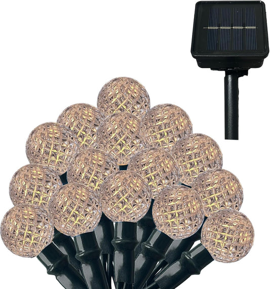 Anycosy Christmas String Lights G3, 100 LEDs Globe Solar Operated Strings Lights Warm White 8 Modes & Timer for Xmas Tree Garden Patio Outdoor Christmas Decorations (G3-100LED-Solar-Warm White)