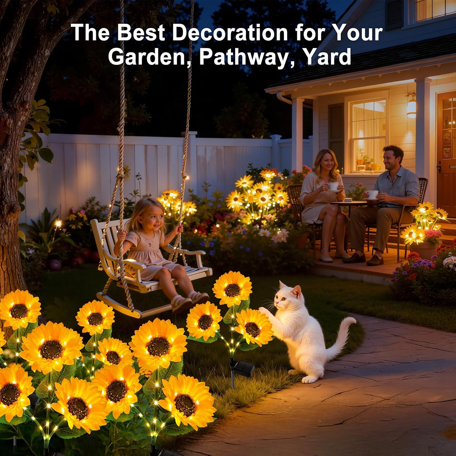 KOOPER Solar Lights Outdoor Decor - Upgraded 3 Pack Solar Garden Light