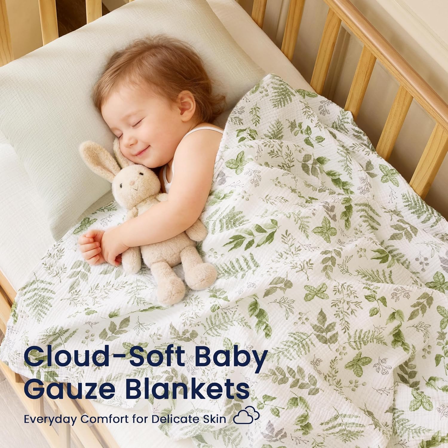 EXQ Home Muslin Swaddle Blankets for Baby, 3 Pack Cotton Breathable So