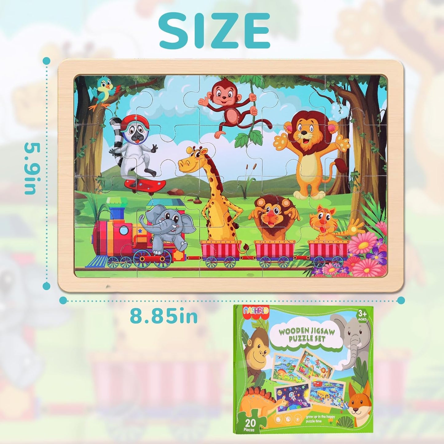 Wooden Educational Jigsaw Puzzles for Preschool Kids Ages 3-5, 4-Pack 