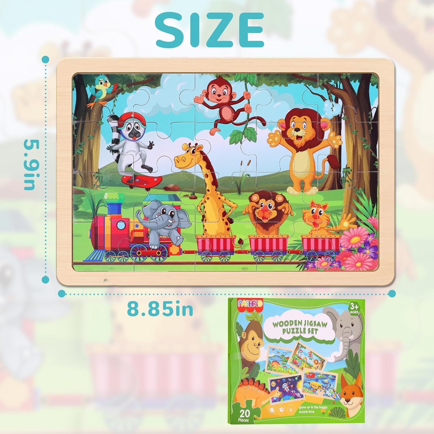 Wooden Educational Jigsaw Puzzles for Preschool Kids Ages 3-5, 4-Pack 