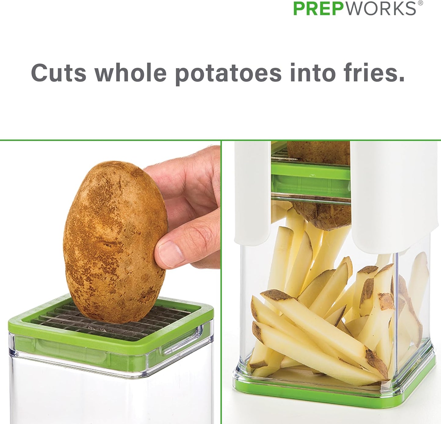 PrepWorks Tower Fry Cutter – Heavy-Duty Potato Cutter for Perfect Fries, Easy-to-Use, Stainless Steel Blades, BPA-Free