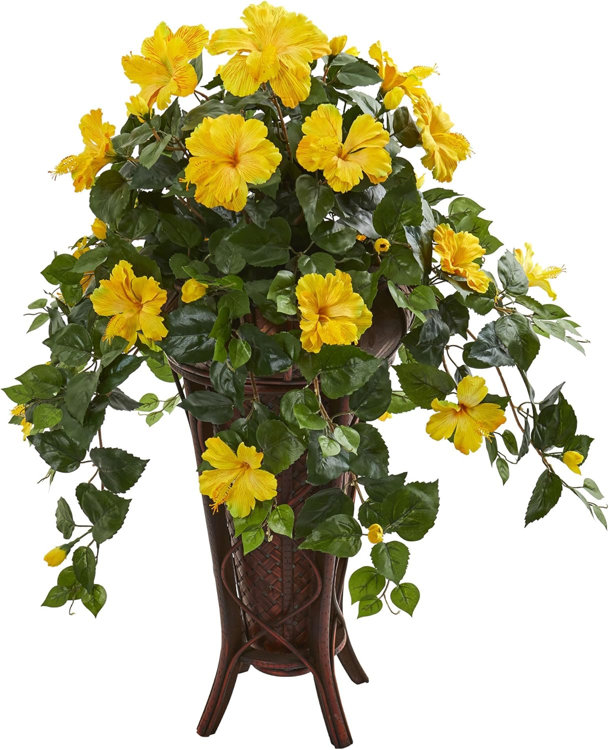 Nearly Natural Hibiscus Artificial Plant in Stand Planter