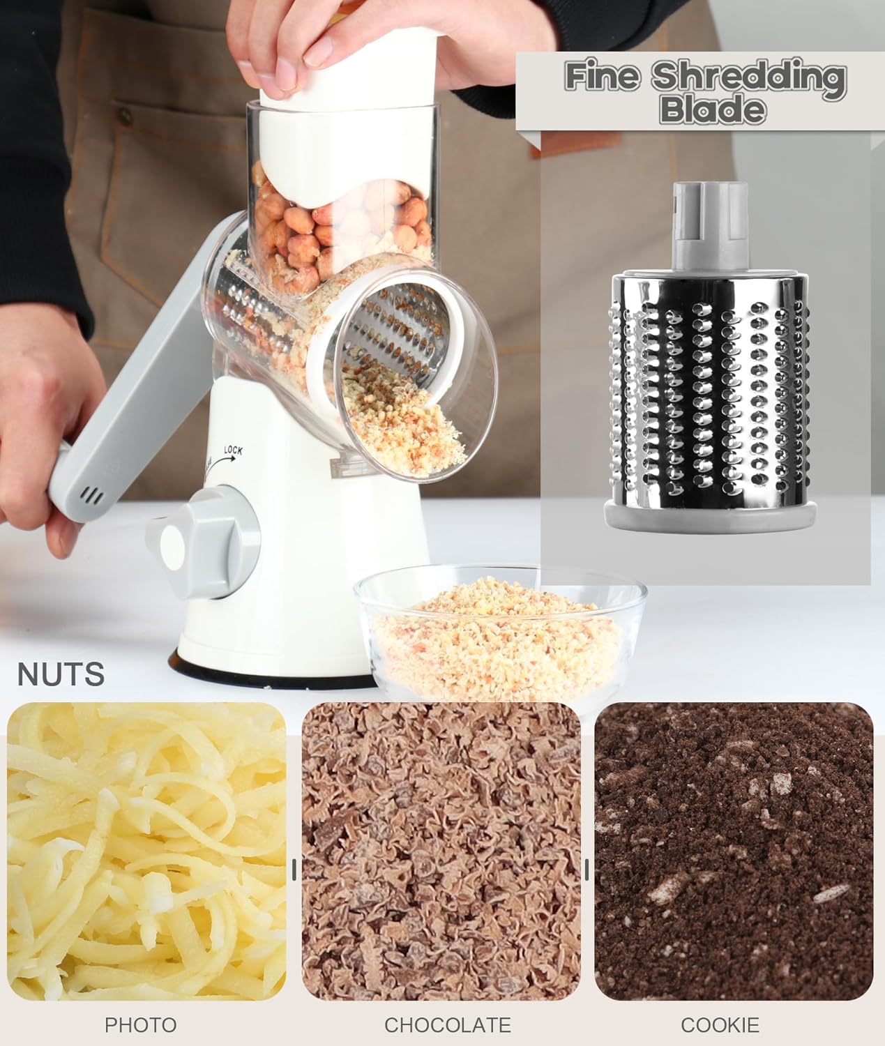 Ourokhome Rotary Cheese Grater Hand Crank, Kitchen Shredder Speed Mand