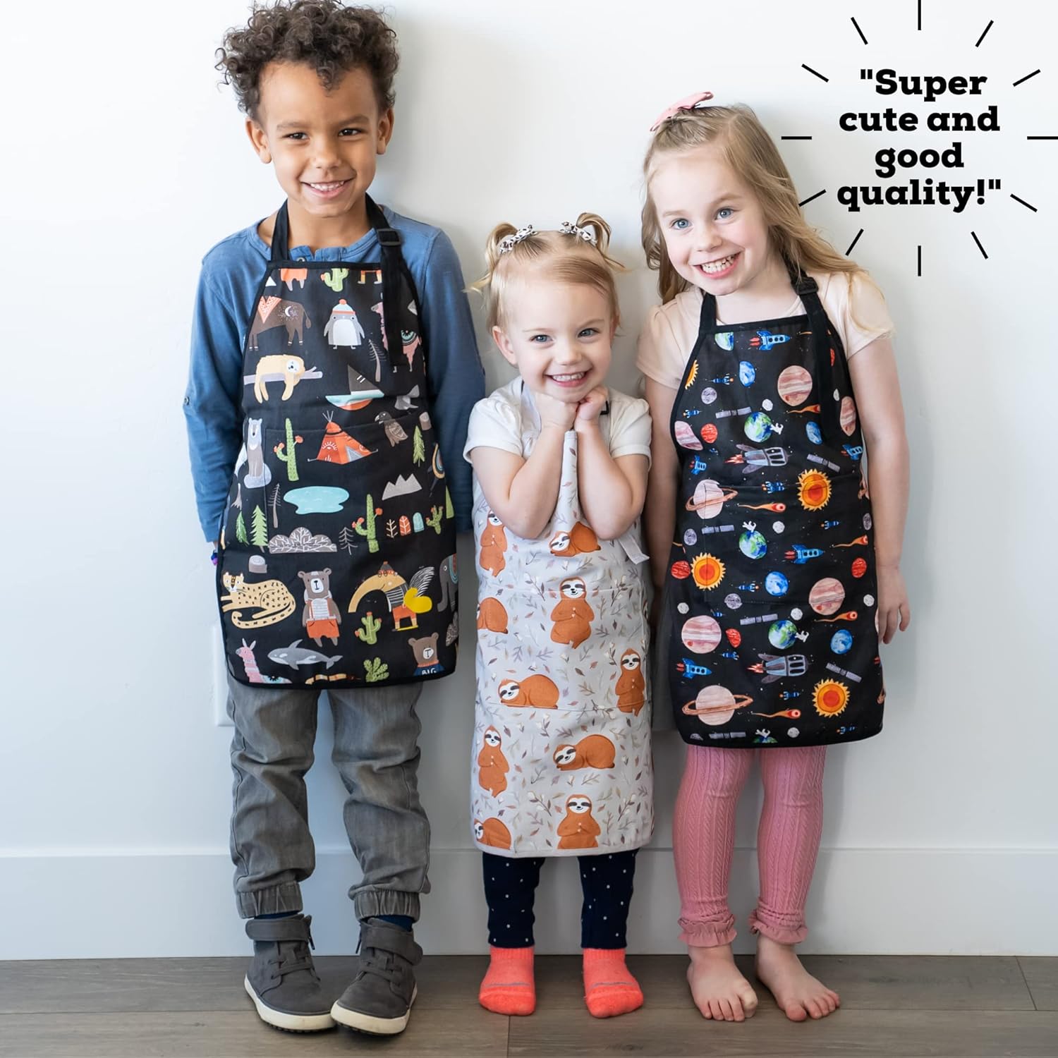 Kids Aprons for Girls and Boys, Toddler Apron with Pocket for Painting