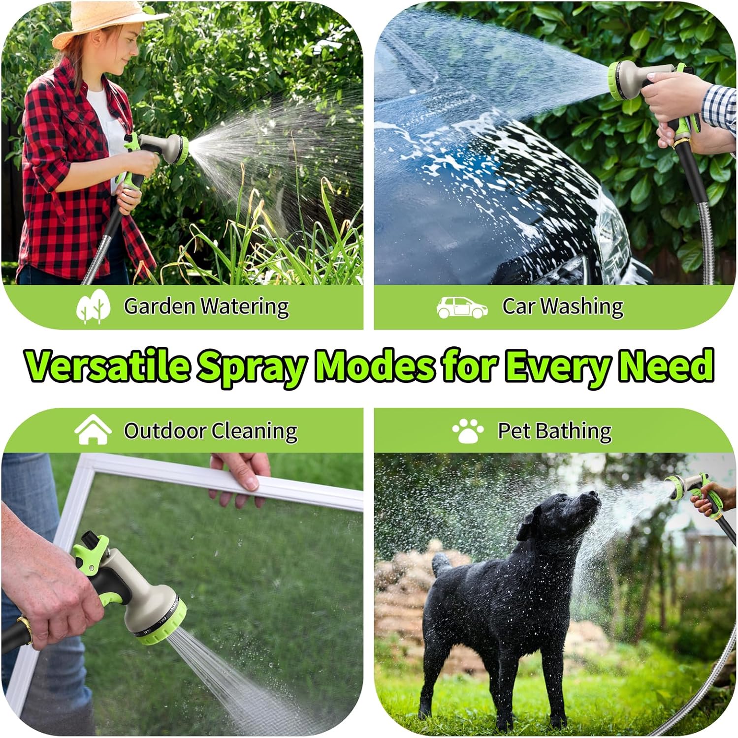 GOXAWEE Garden Hose 50FT, Stainless Steel Heavy Duty Water Hose With 1