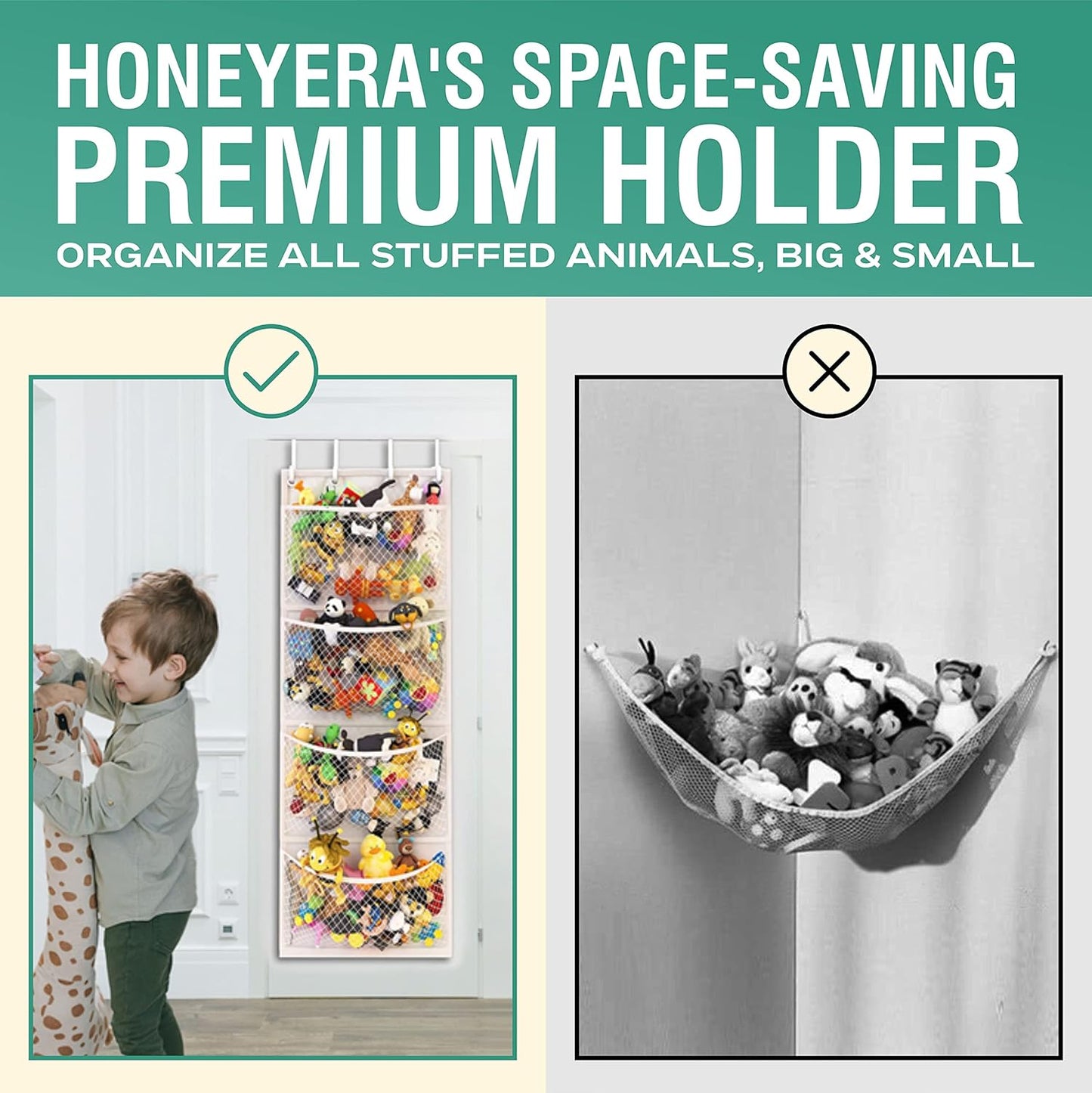 Honeyera The Original Stuffed Animal Storage (Patented) - Over Door Or