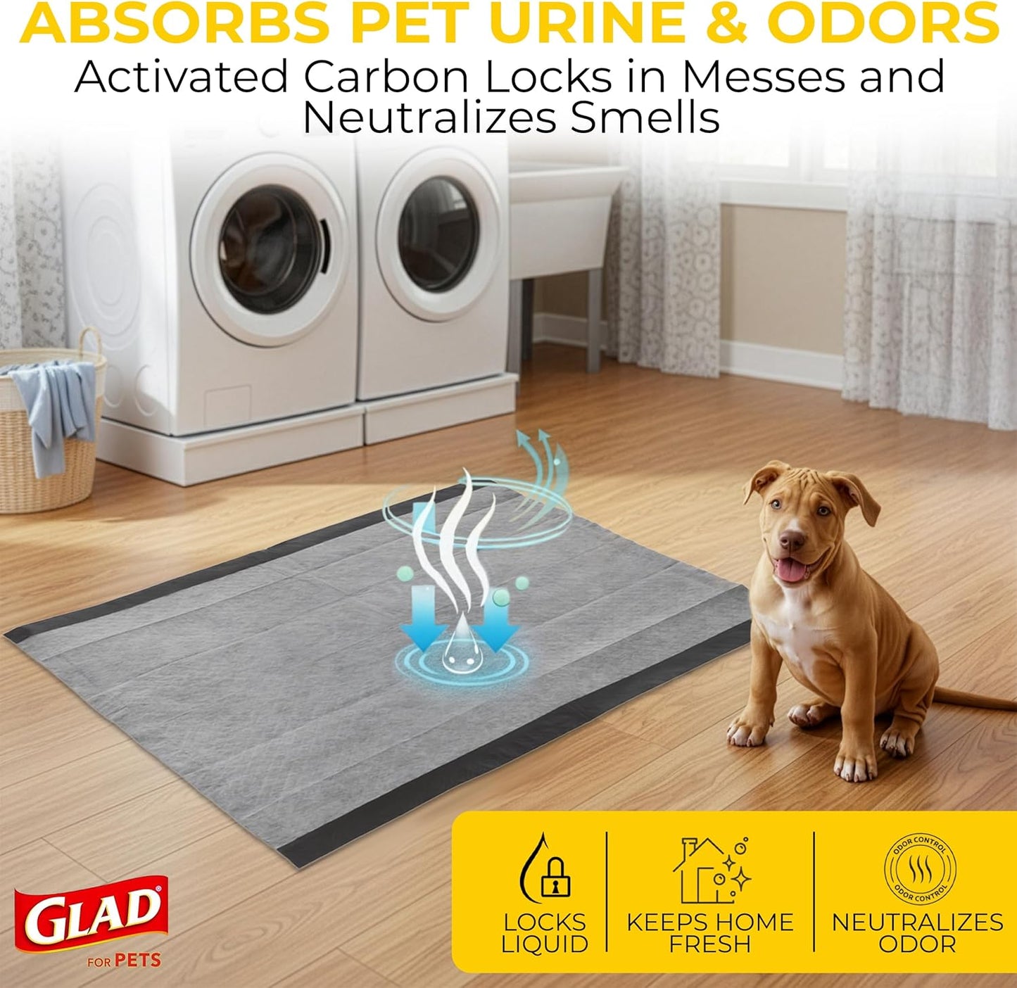 Glad for Pets Extra Large Charcoal Dog Training Pads, Absorbent Leak P