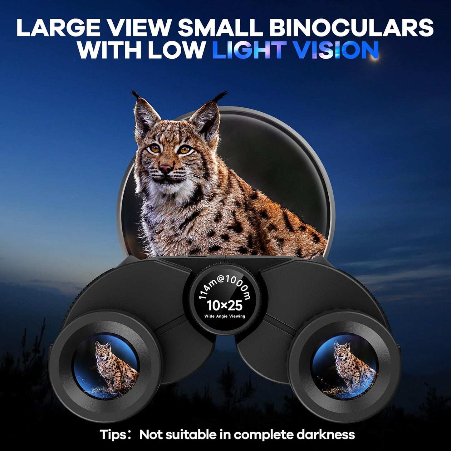 Leacco 10x25 Compact Binoculars for Adults and Kids, Large View Waterp