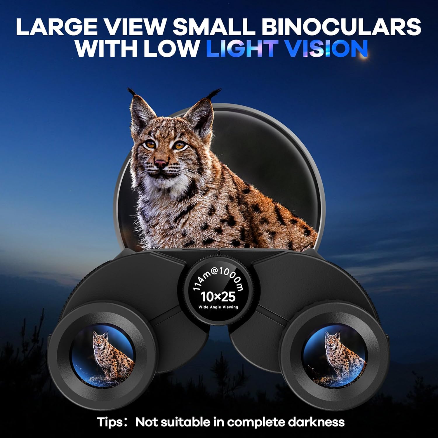 Leacco 10x25 Compact Binoculars for Adults and Kids, Large View Waterp