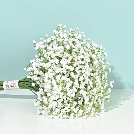 Yastouay Babys Breath Artificial Flowers, 6Pcs Fake White Babys Breath