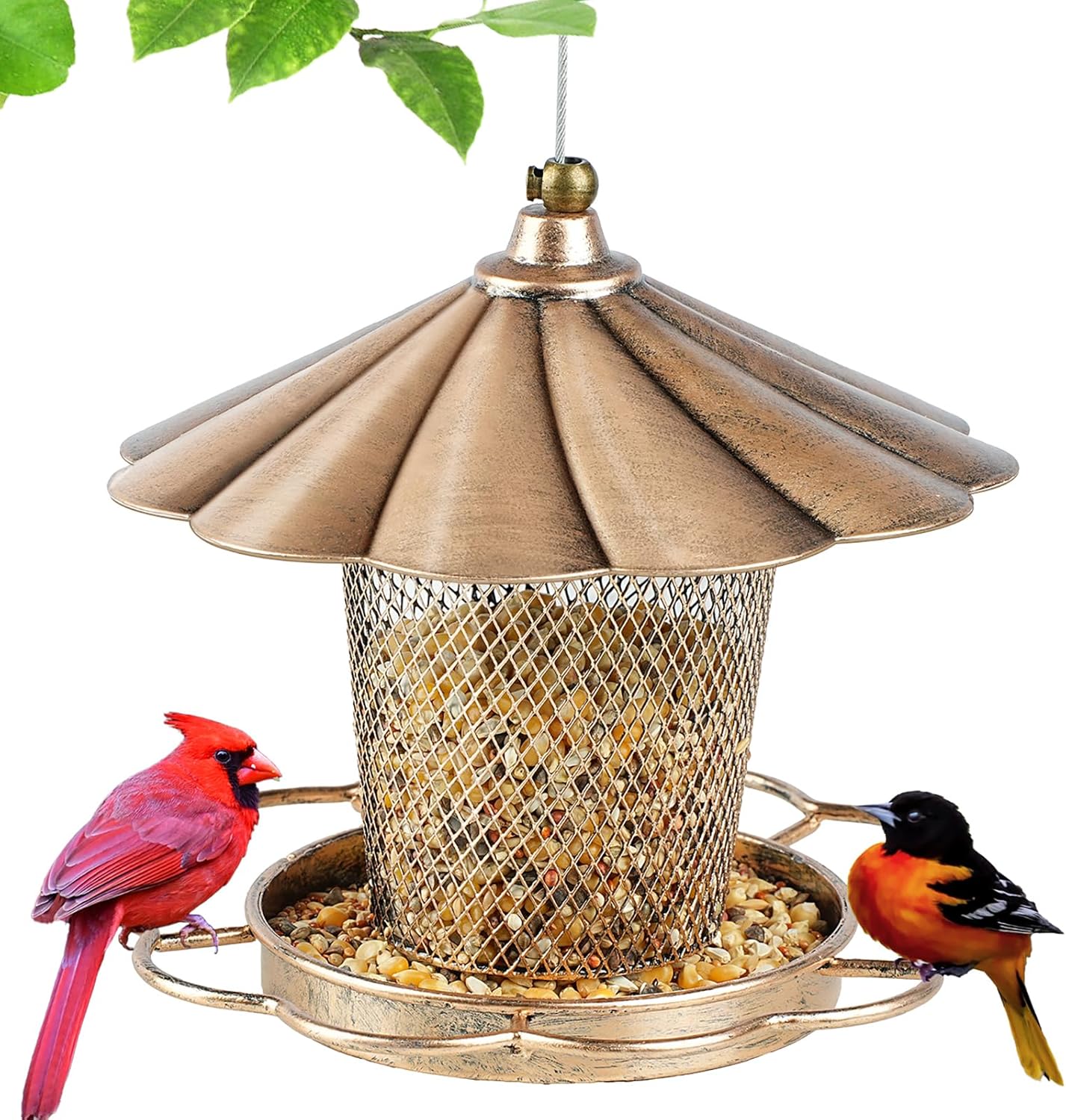 LBTING Bird Feeder for Outdoor, Squirrel Proof Metal Wild Bird Feeder 