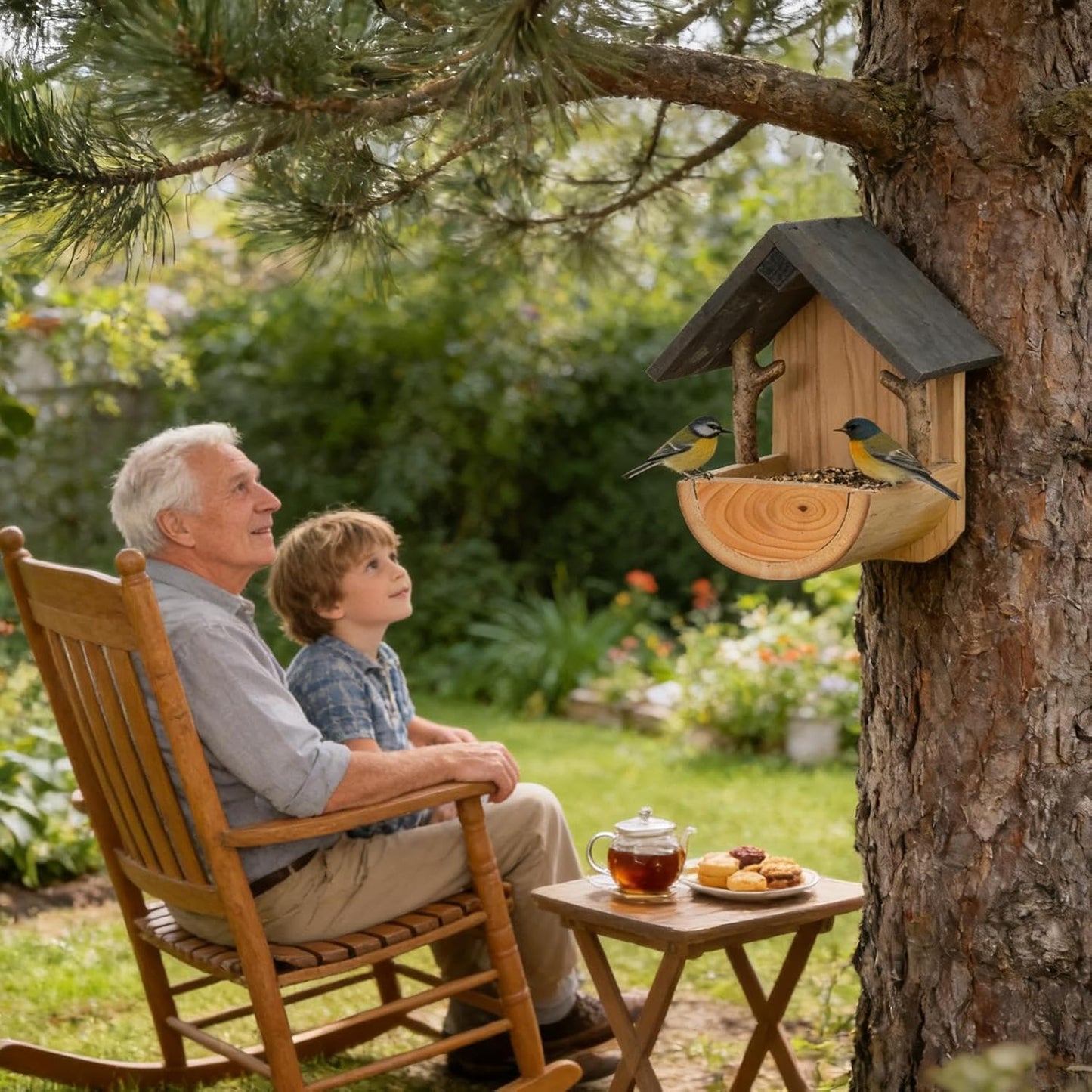 Bird Feeders for Outdoors Wooden Wall Mount - Weatherproof Feeding Tool | 7 Inch Balcony Bird Feeder for Watching Viewing Feeding Food Pet Aviary Finch Home Garden Outdoor Decorative Feeder Station