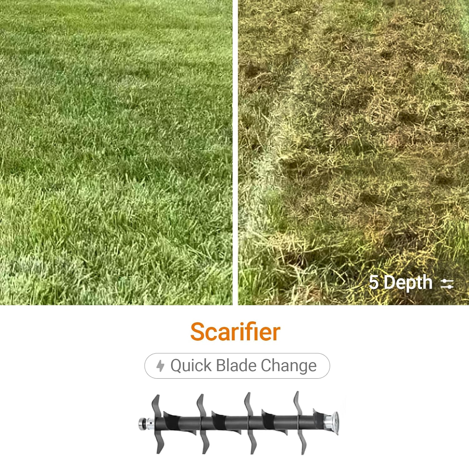 40V Cordless Brushless 15IN Scarifier & Dethatcher Compatible with Dew
