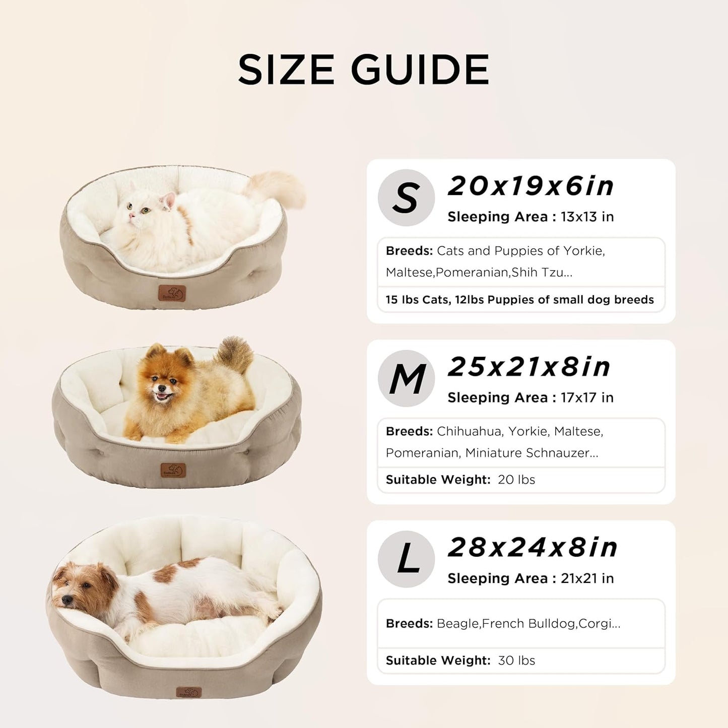 Bedsure Dog Beds for Small Dogs - Round Cat Beds for Indoor Cats, Wash